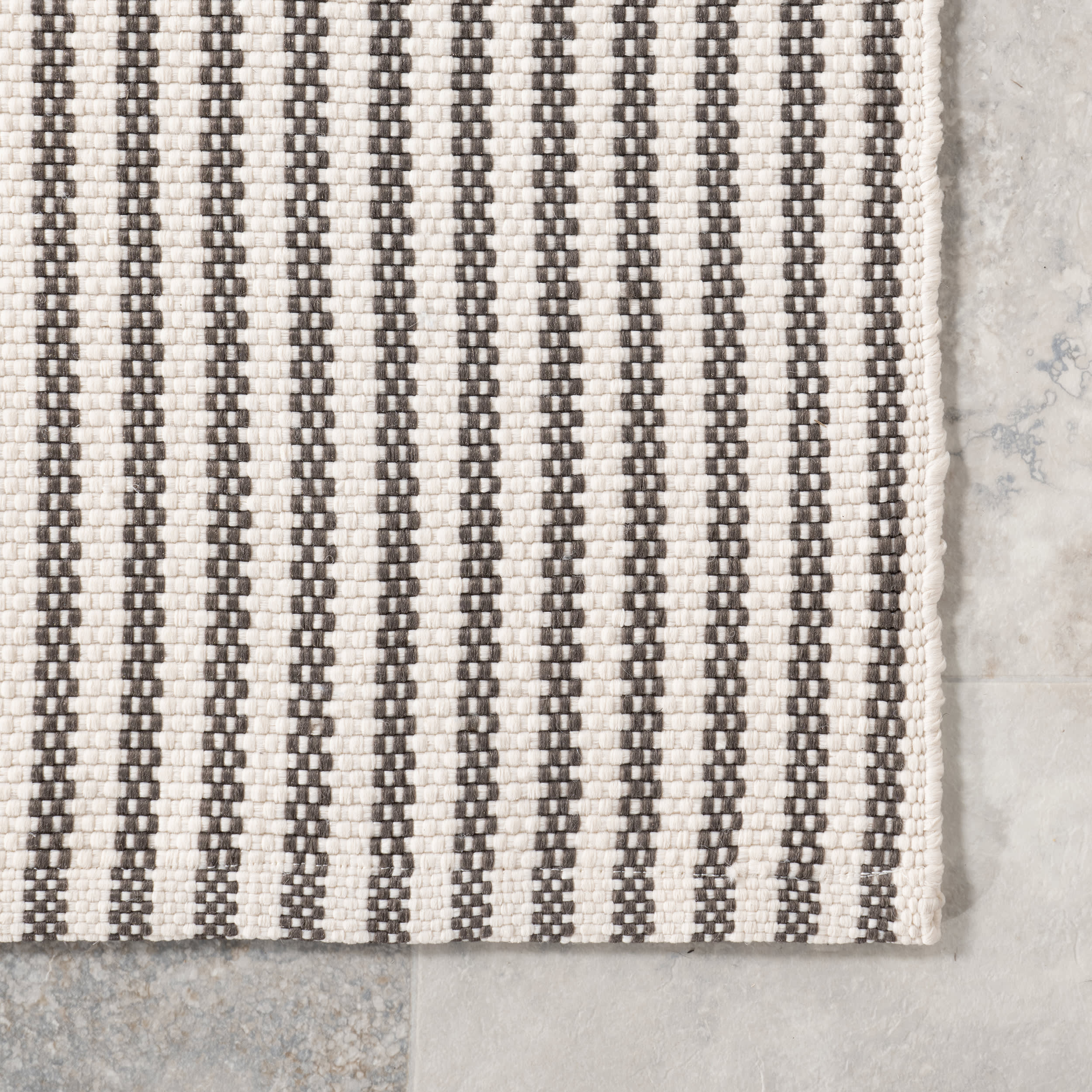Pinstripe Handwoven Indoor/Outdoor Rug | Brown - Image 3