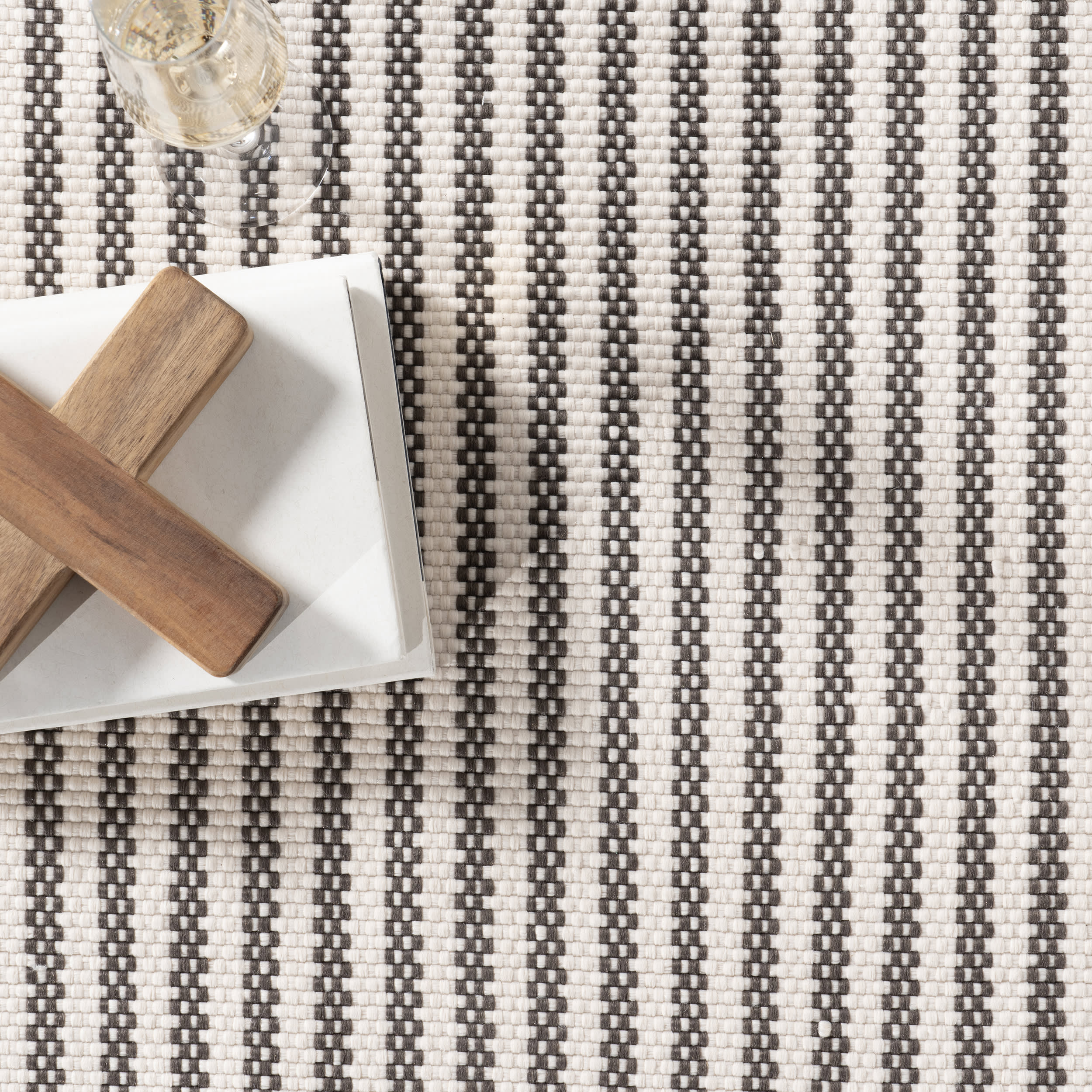 Pinstripe Handwoven Indoor/Outdoor Rug | Brown - Image 7