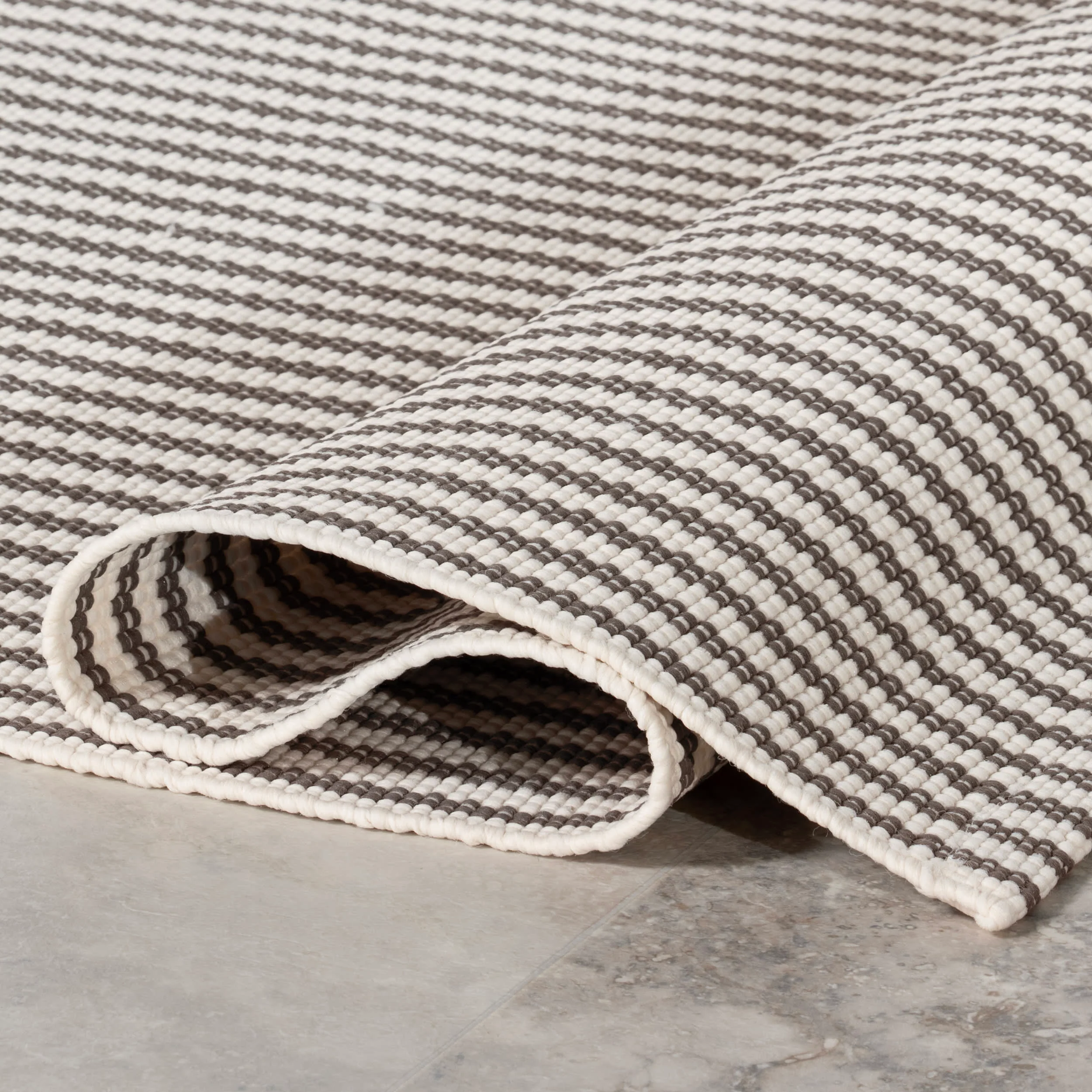 Pinstripe Handwoven Indoor/Outdoor Rug | Brown - Image 8