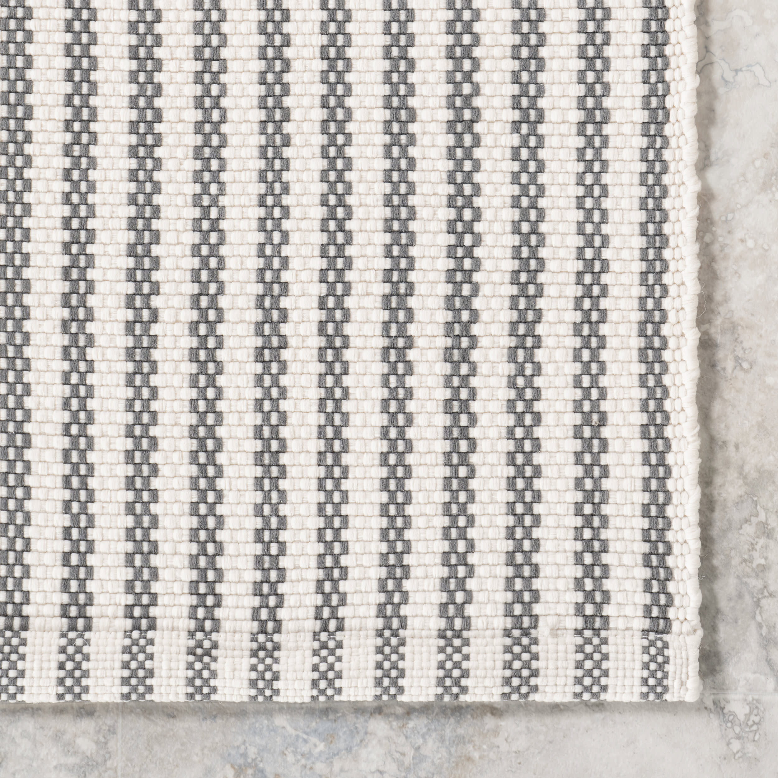 Pinstripe Handwoven Indoor/Outdoor Rug | Grey - Image 3