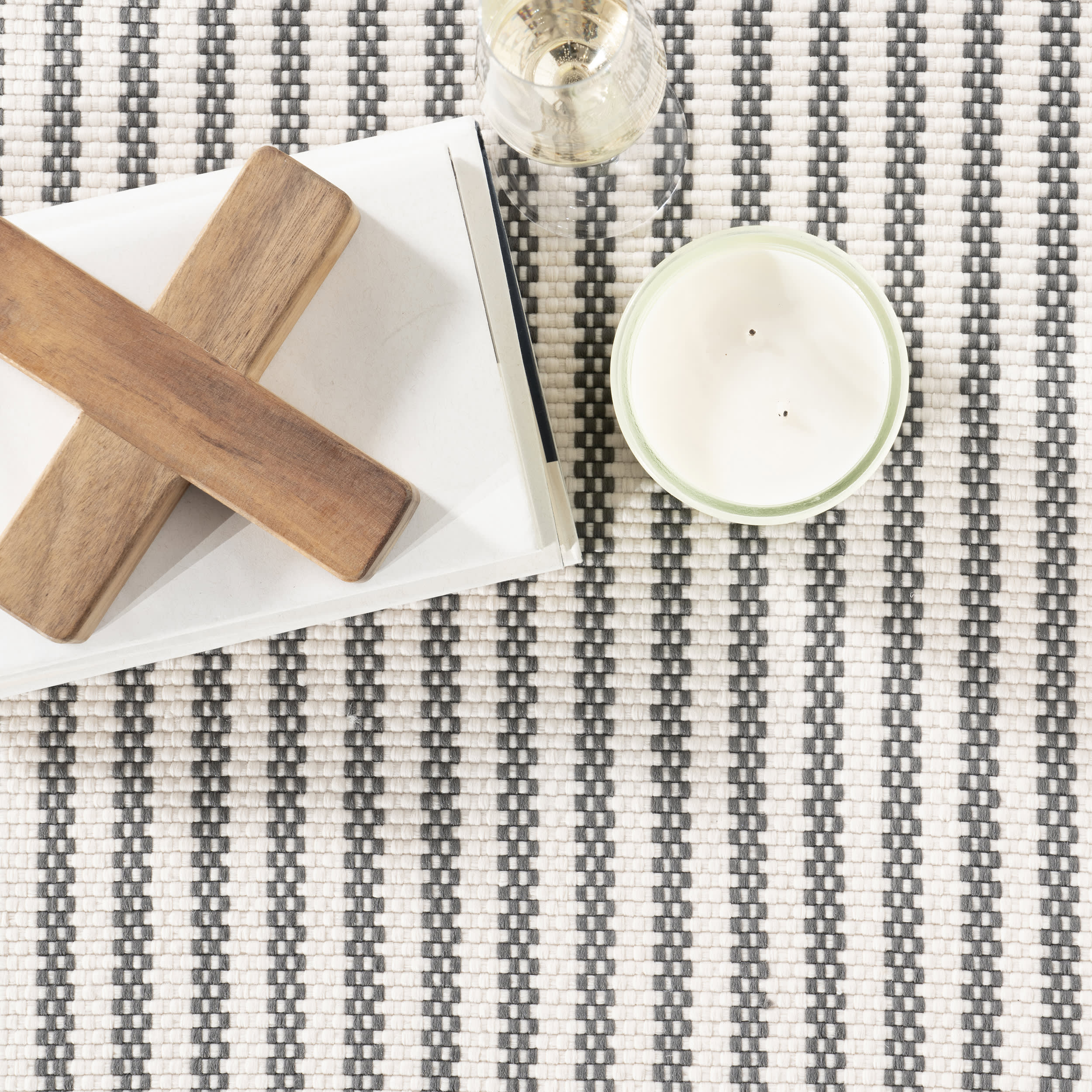 Pinstripe Handwoven Indoor/Outdoor Rug | Grey - Image 7