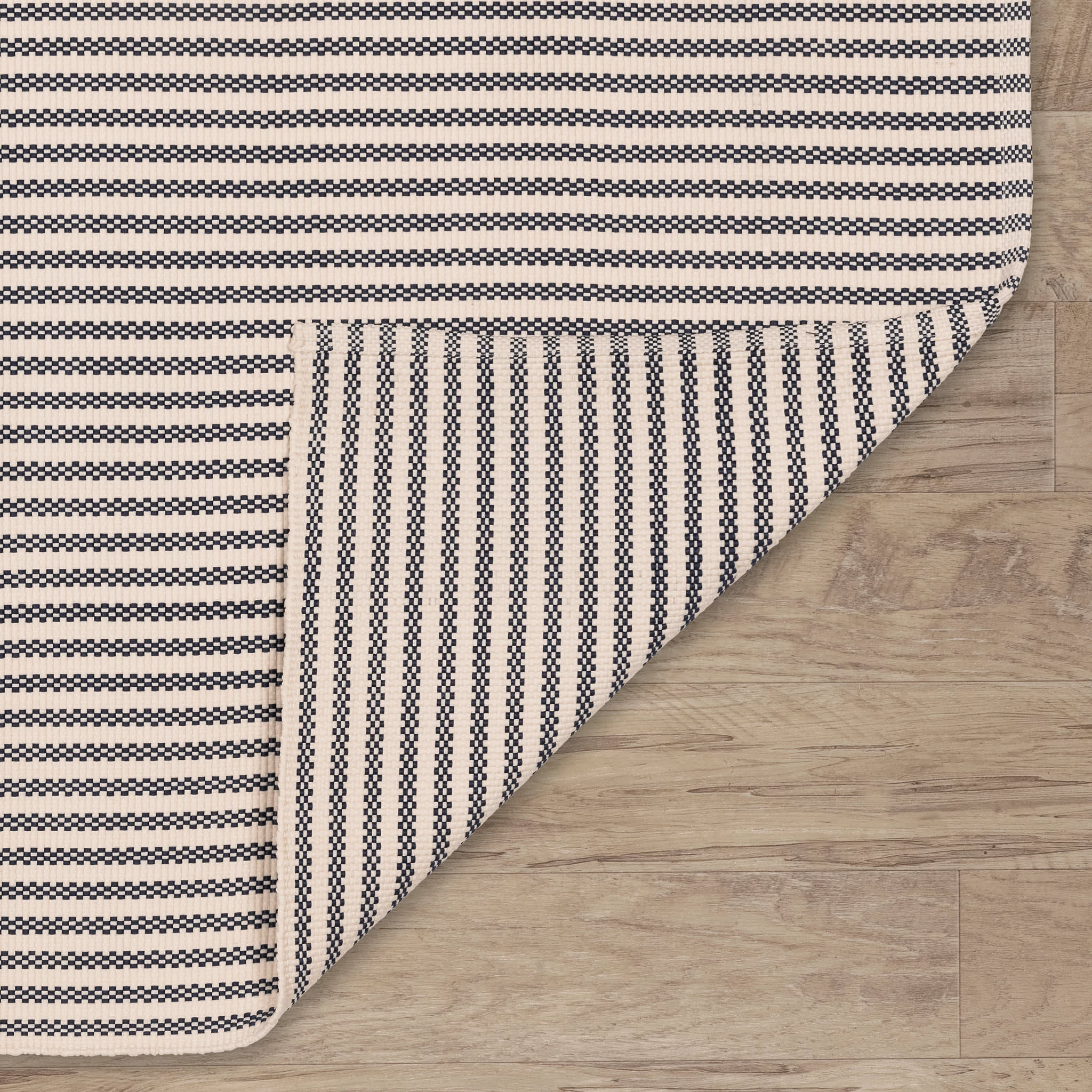 Pinstripe Handwoven Indoor/Outdoor Rug | Navy/Ivory - Image 5