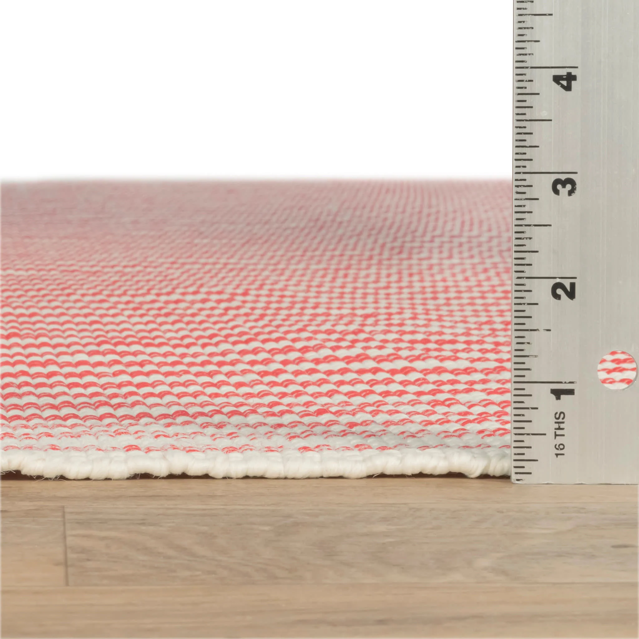 Pinstripe Handwoven Indoor/Outdoor Rug | Red/Ivory - Image 4
