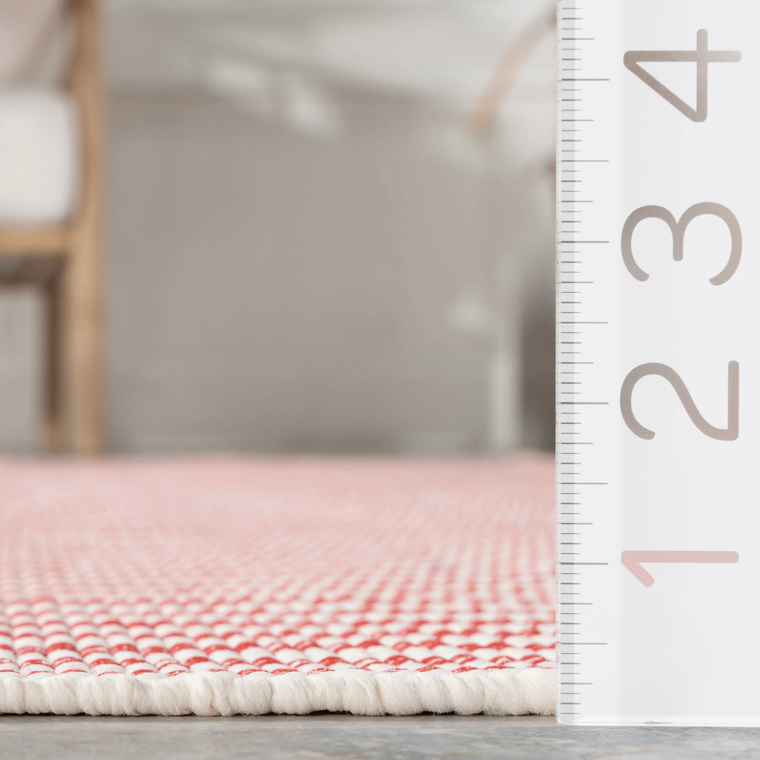 Pinstripe Handwoven Indoor/Outdoor Rug | Red - Image 5