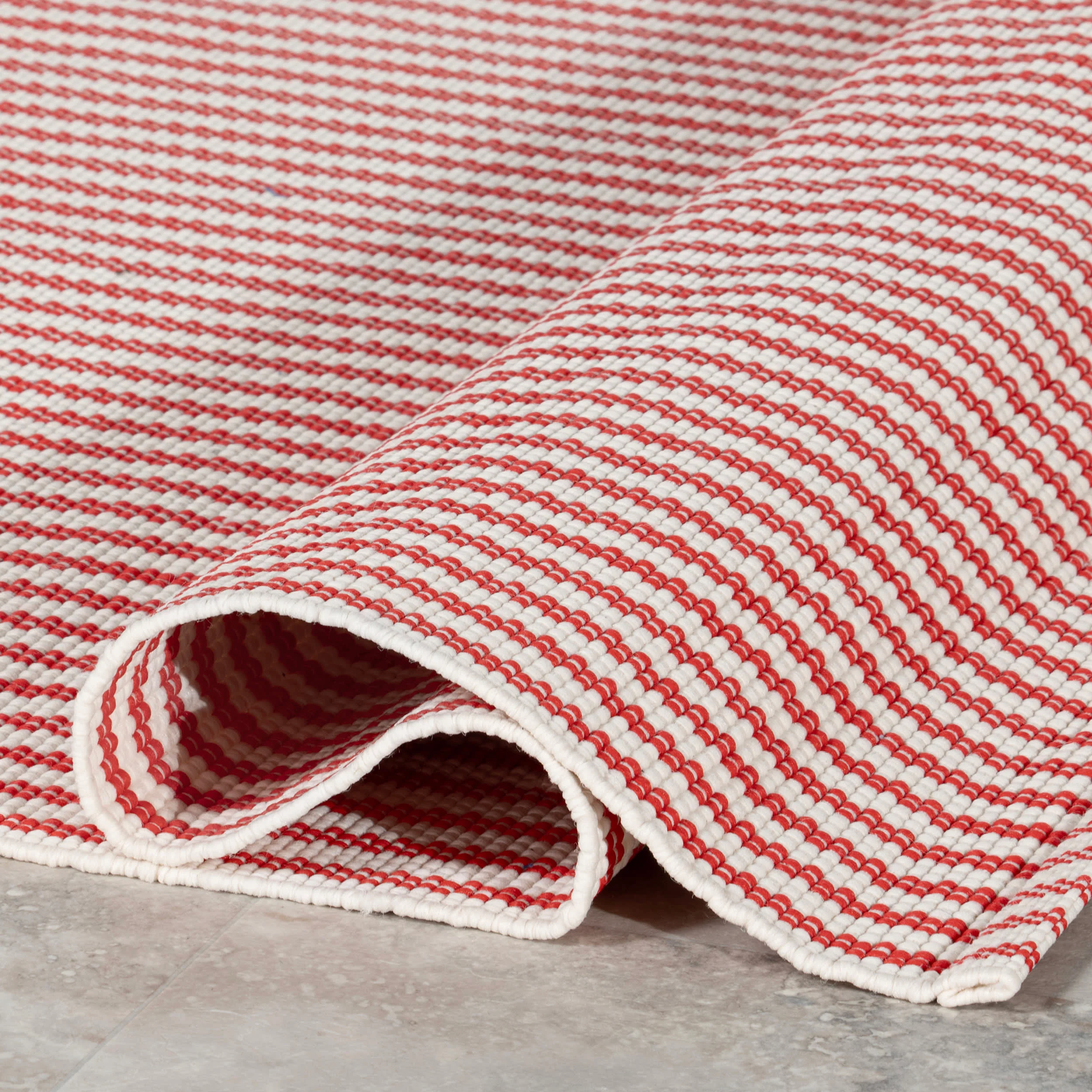 Pinstripe Handwoven Indoor/Outdoor Rug | Red - Image 8