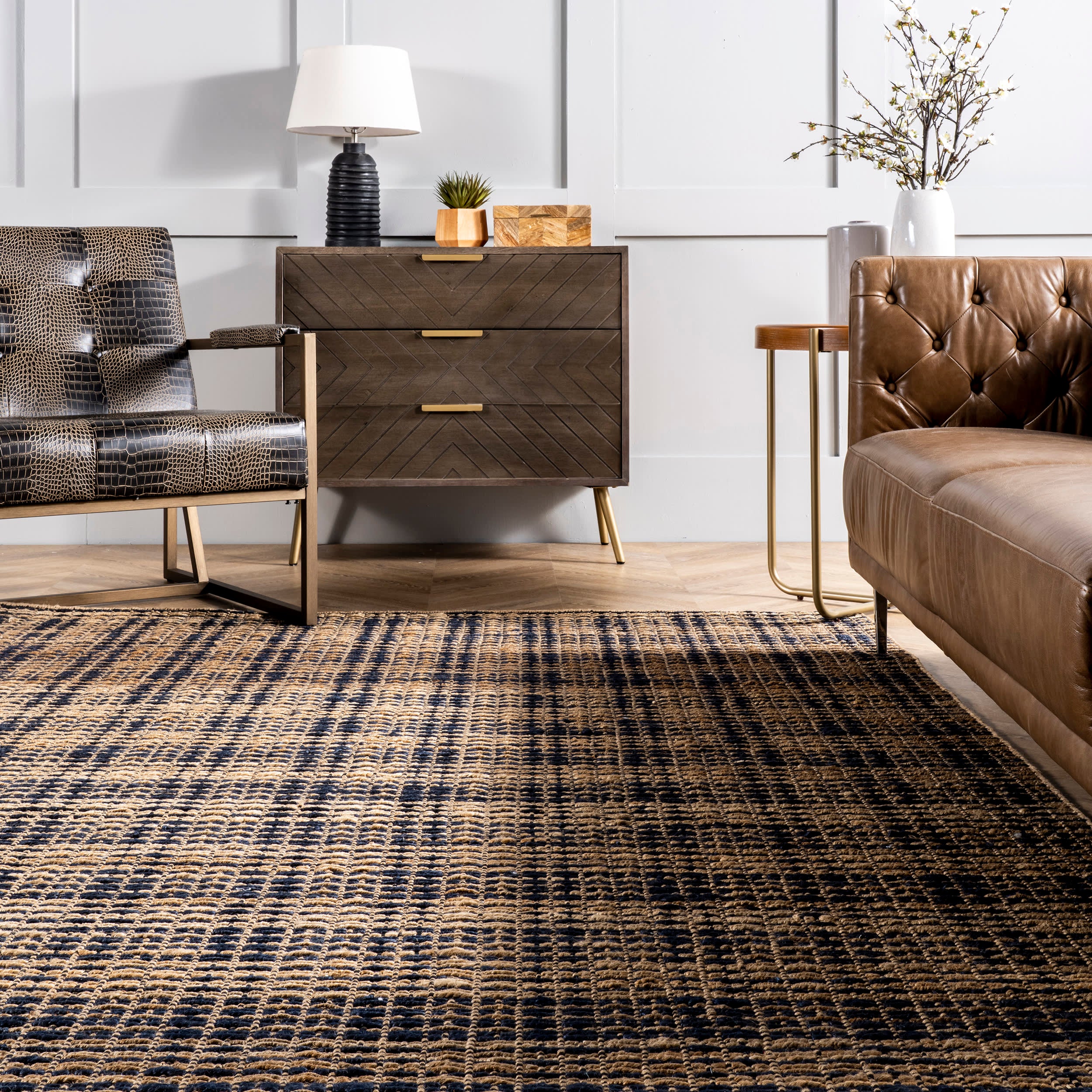 Plaid Jute Rug | Natural - Image 4