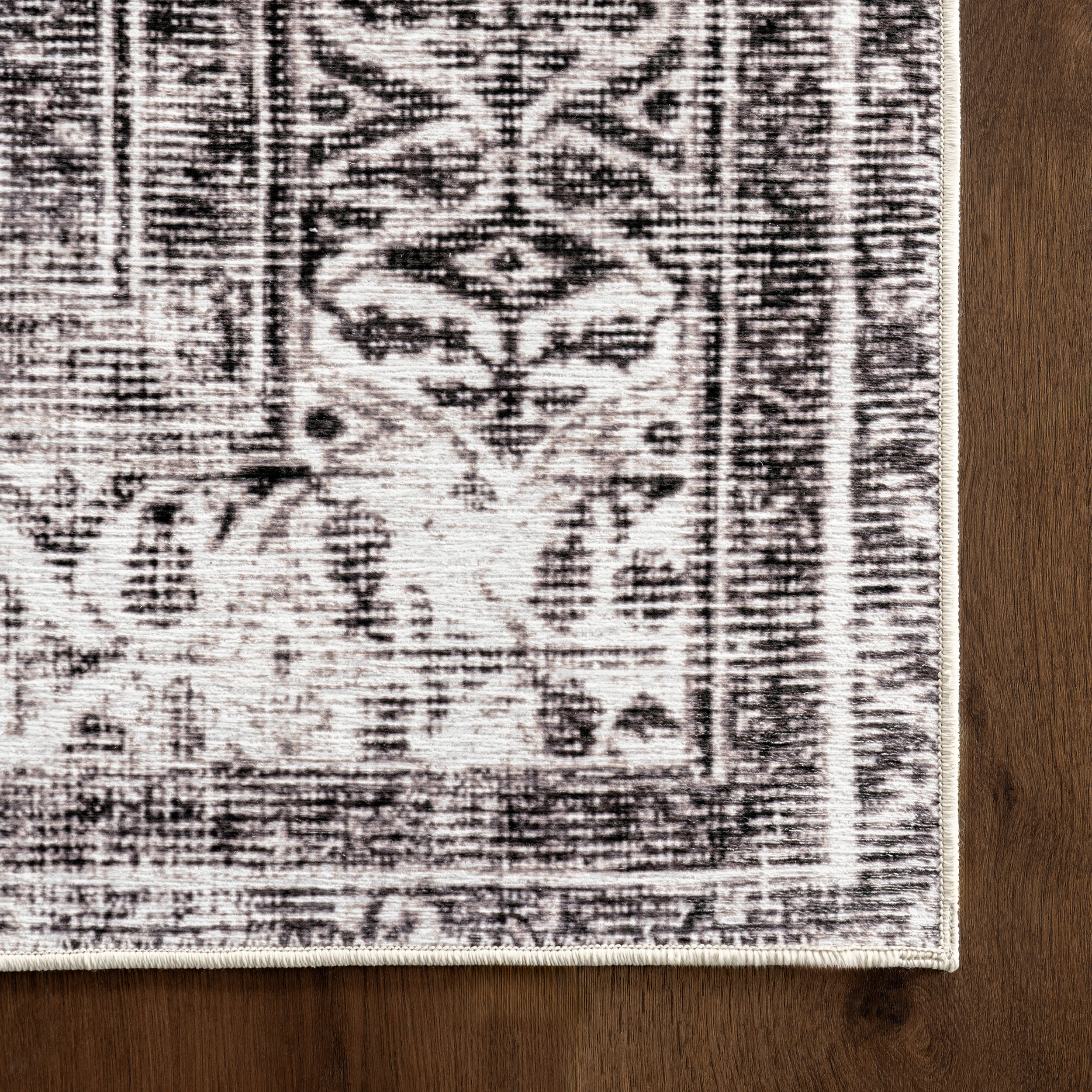 Plated Medallion Spill Proof Washable Rug | Light Grey - Image 4