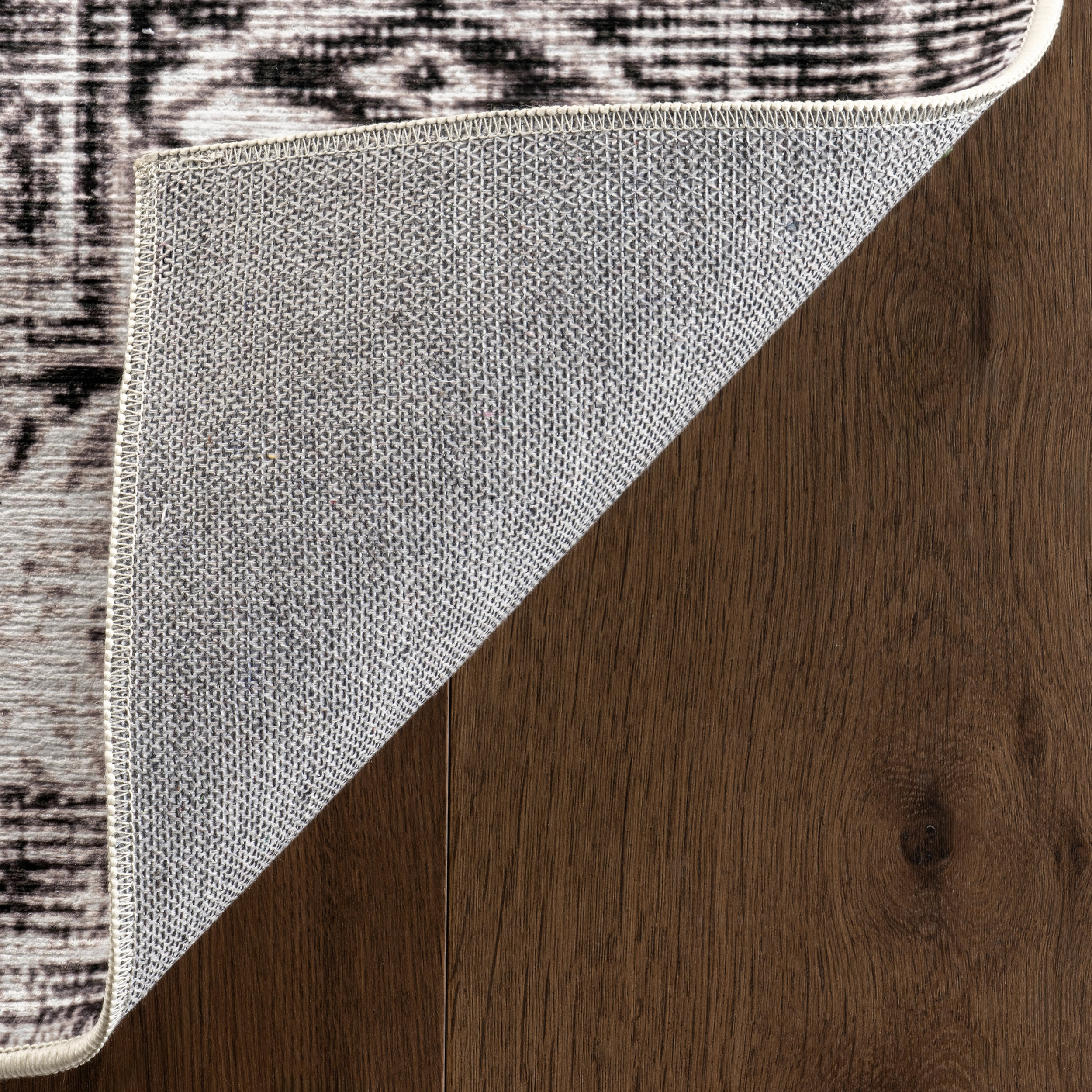 Plated Medallion Spill Proof Washable Rug | Light Grey - Image 7