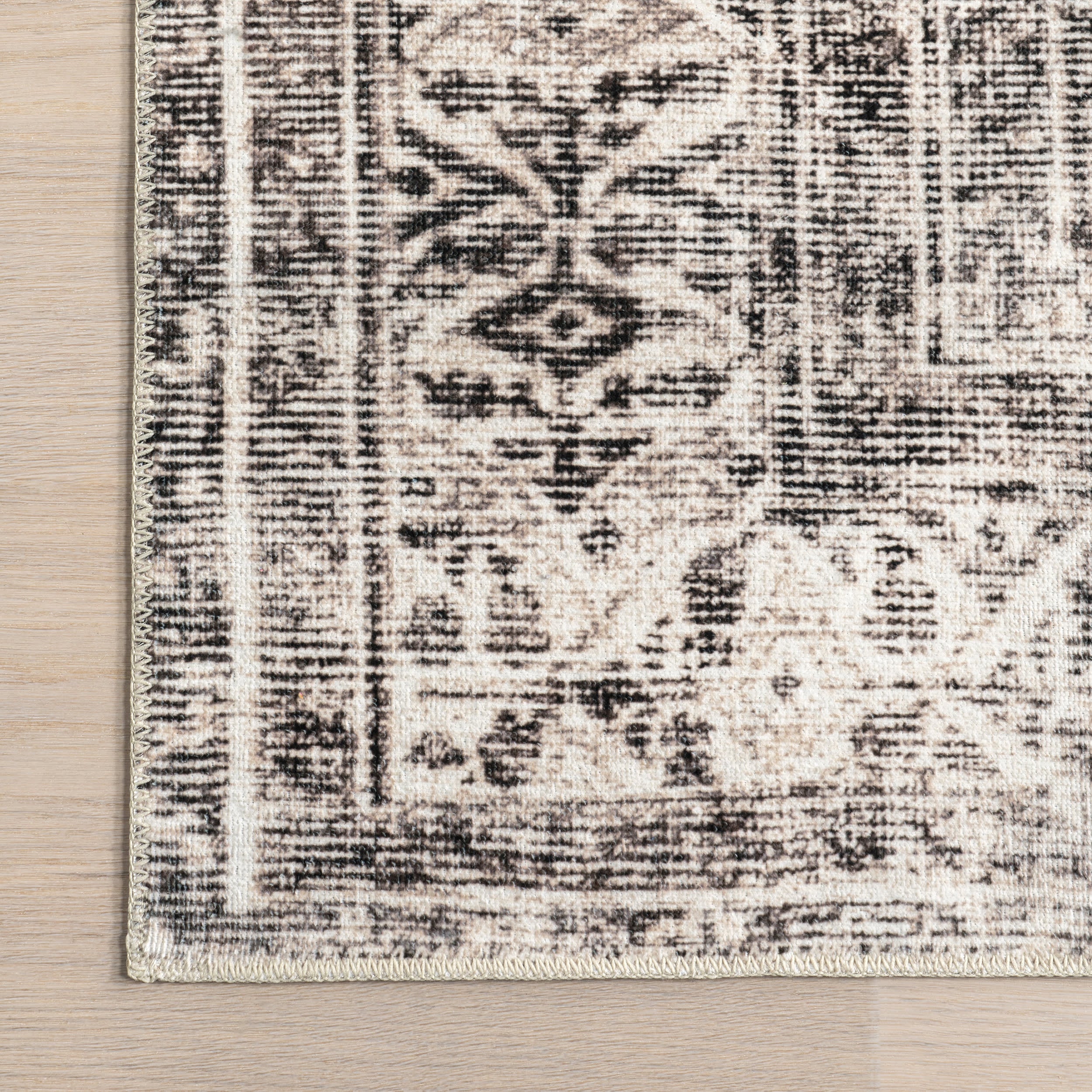 Plated Medallion Washable Rug | Light Grey - Image 3