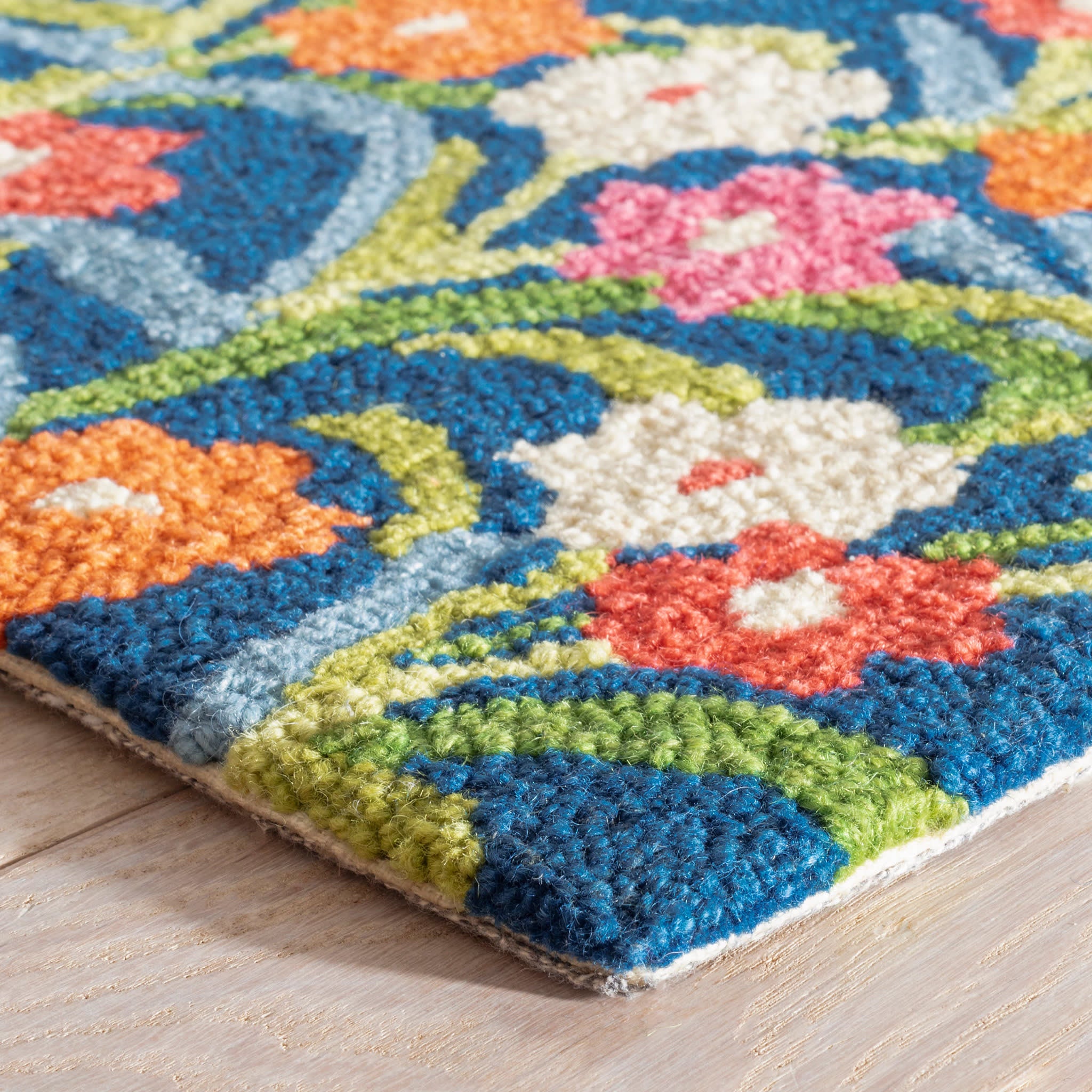 Playful Posies Hand Micro Hooked Wool Rug | Navy - Image 4