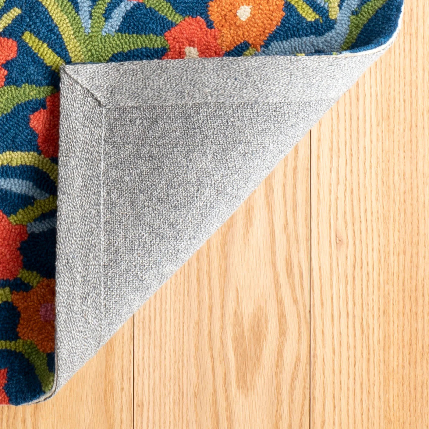 Playful Posies Hand Micro Hooked Wool Rug | Navy - Image 5