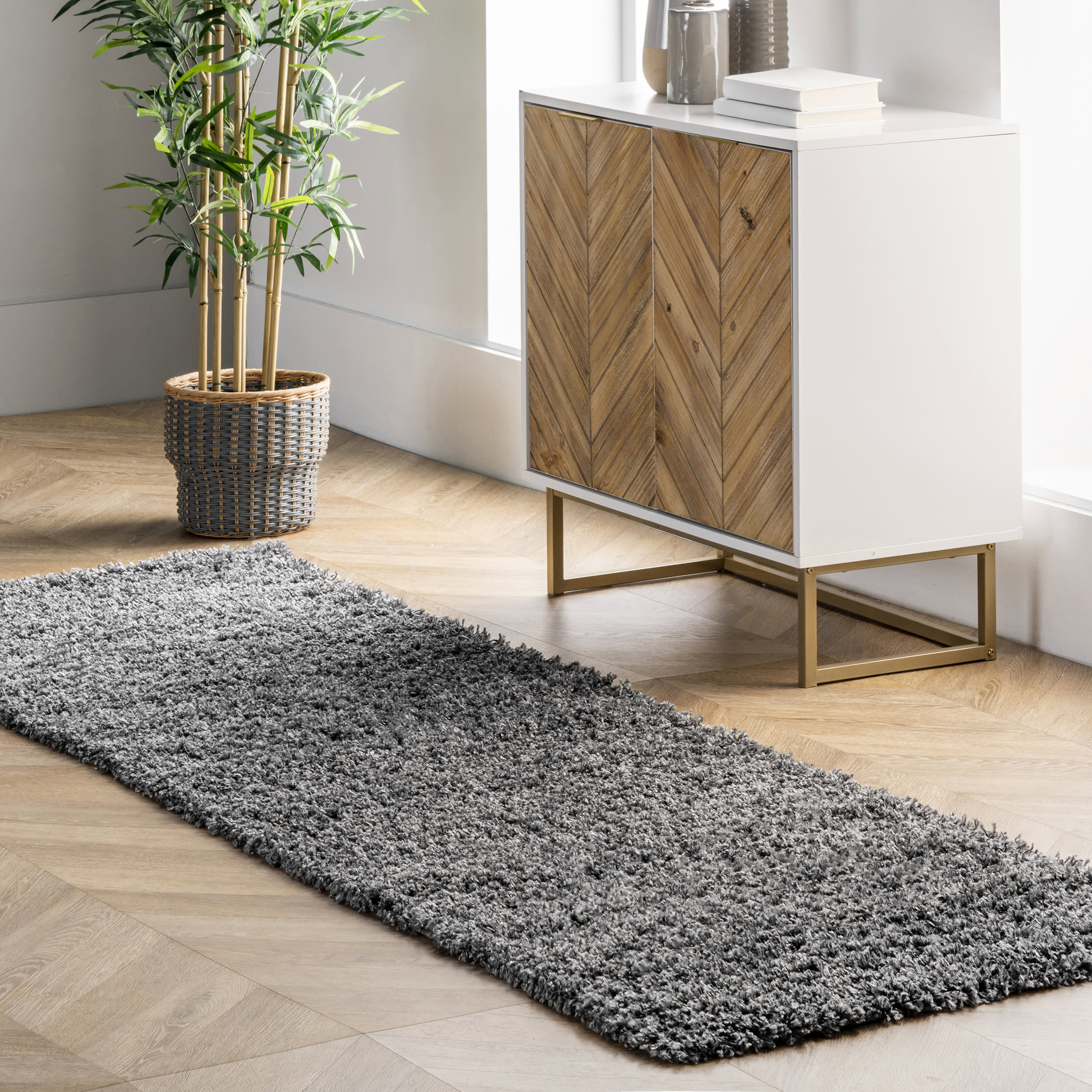 Plush Solid Shaggy Rug | Grey - Image 2