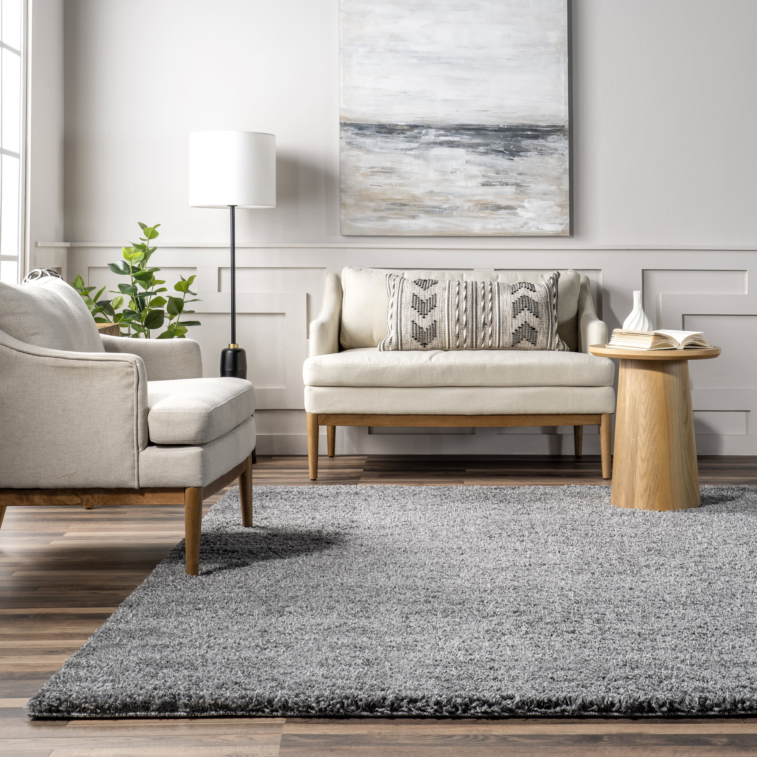 Plush Solid Shaggy Rug | Grey - Image 4