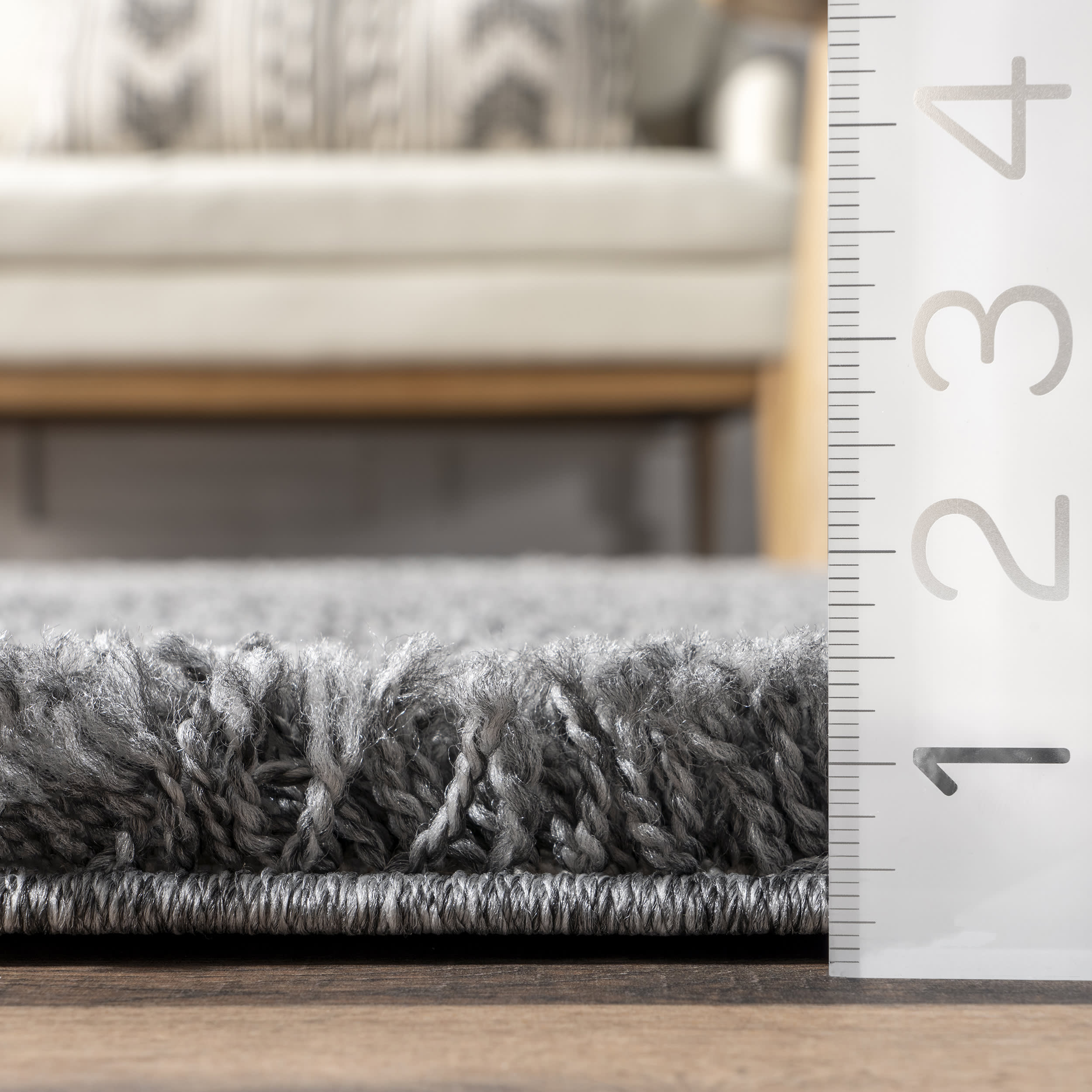 Plush Solid Shaggy Rug | Grey - Image 5