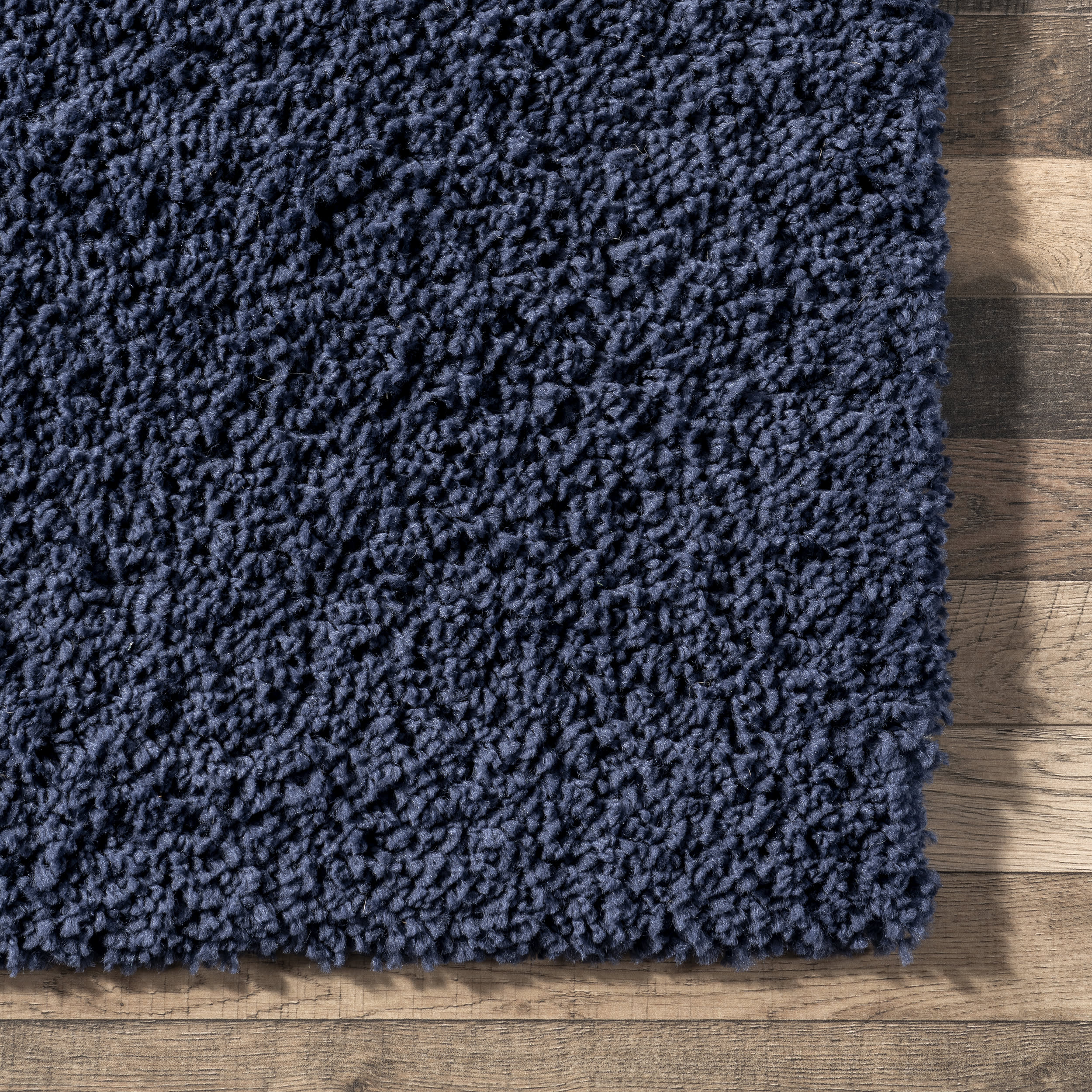 Plush Solid Shaggy Rug | Navy - Image 3