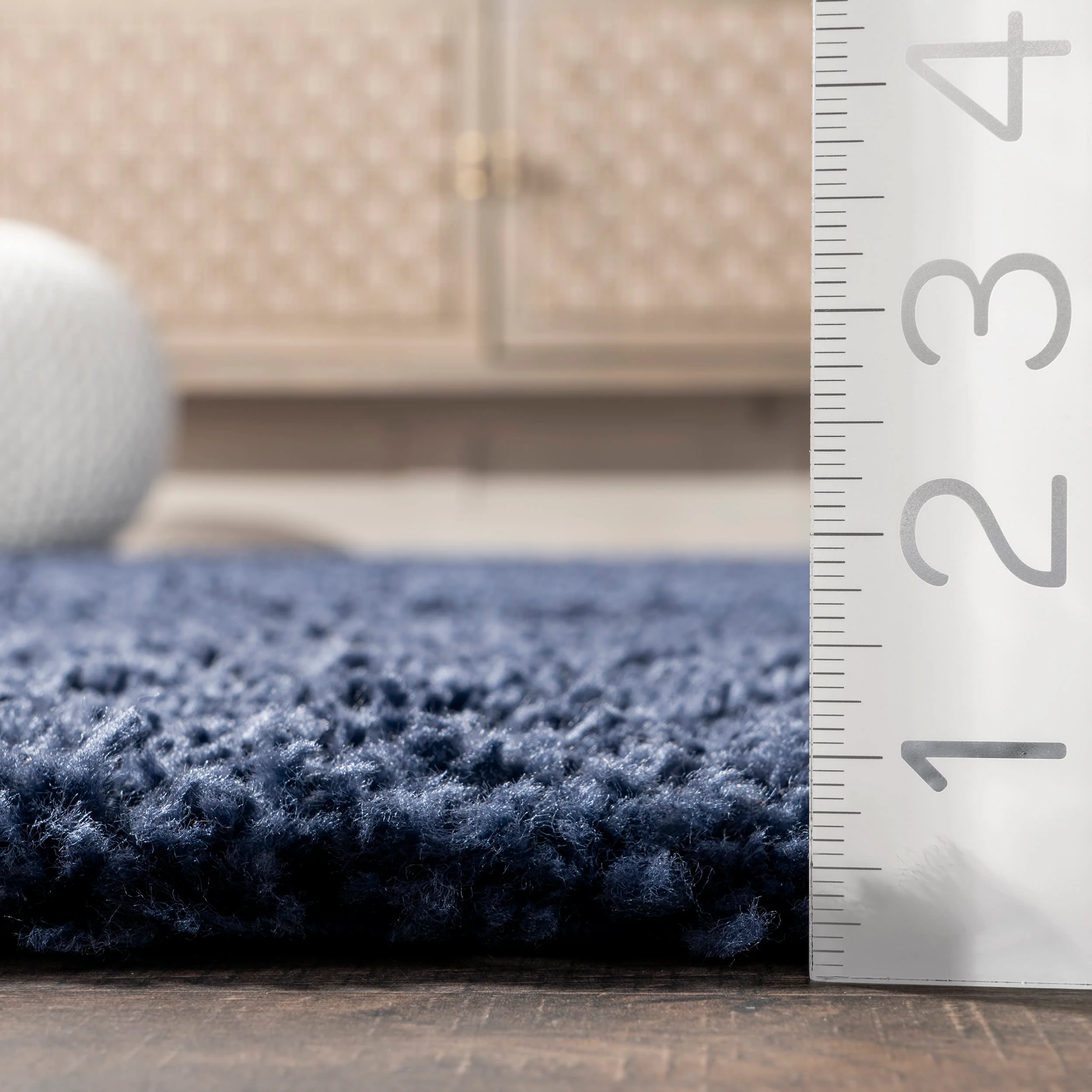 Plush Solid Shaggy Rug | Navy - Image 5