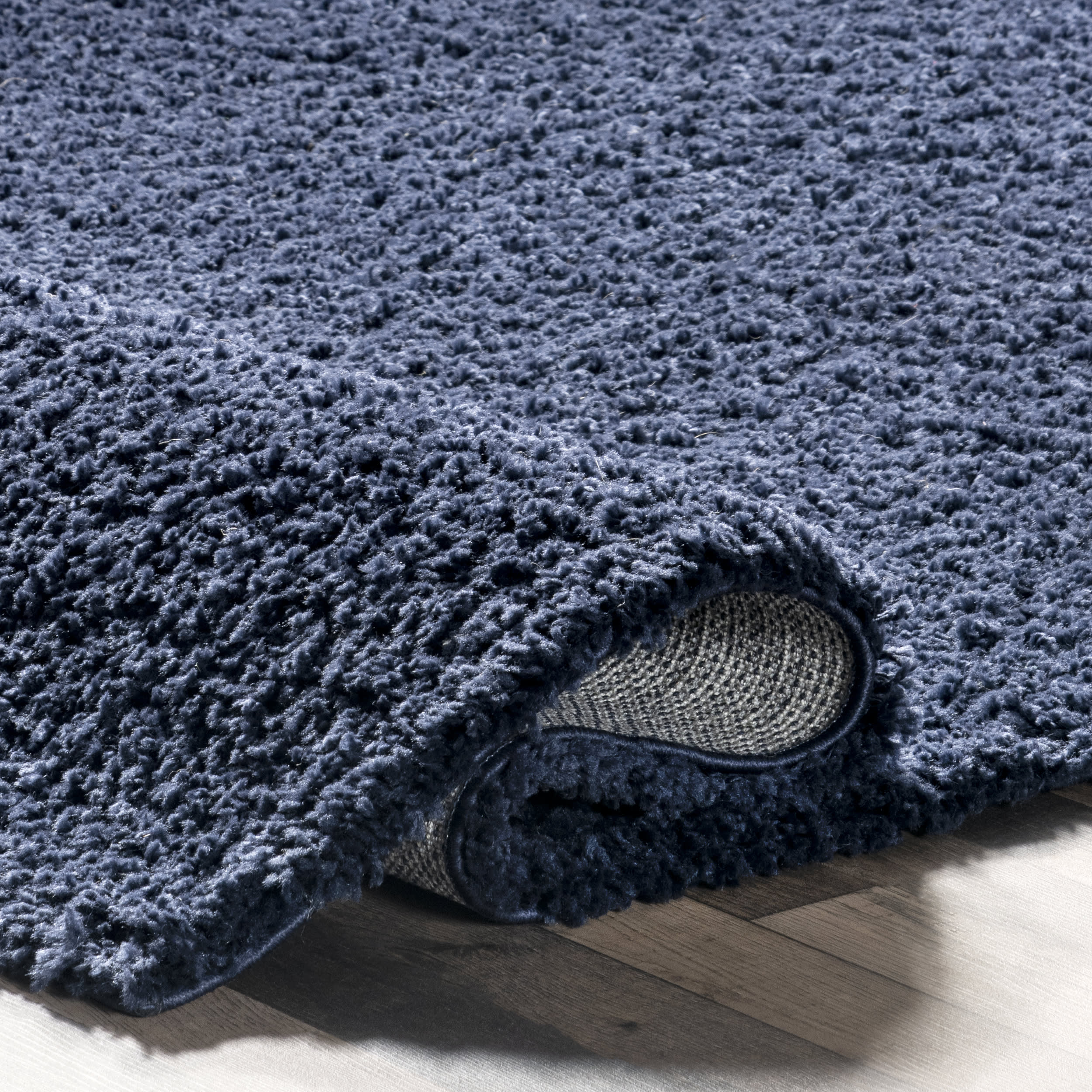 Plush Solid Shaggy Rug | Navy - Image 2