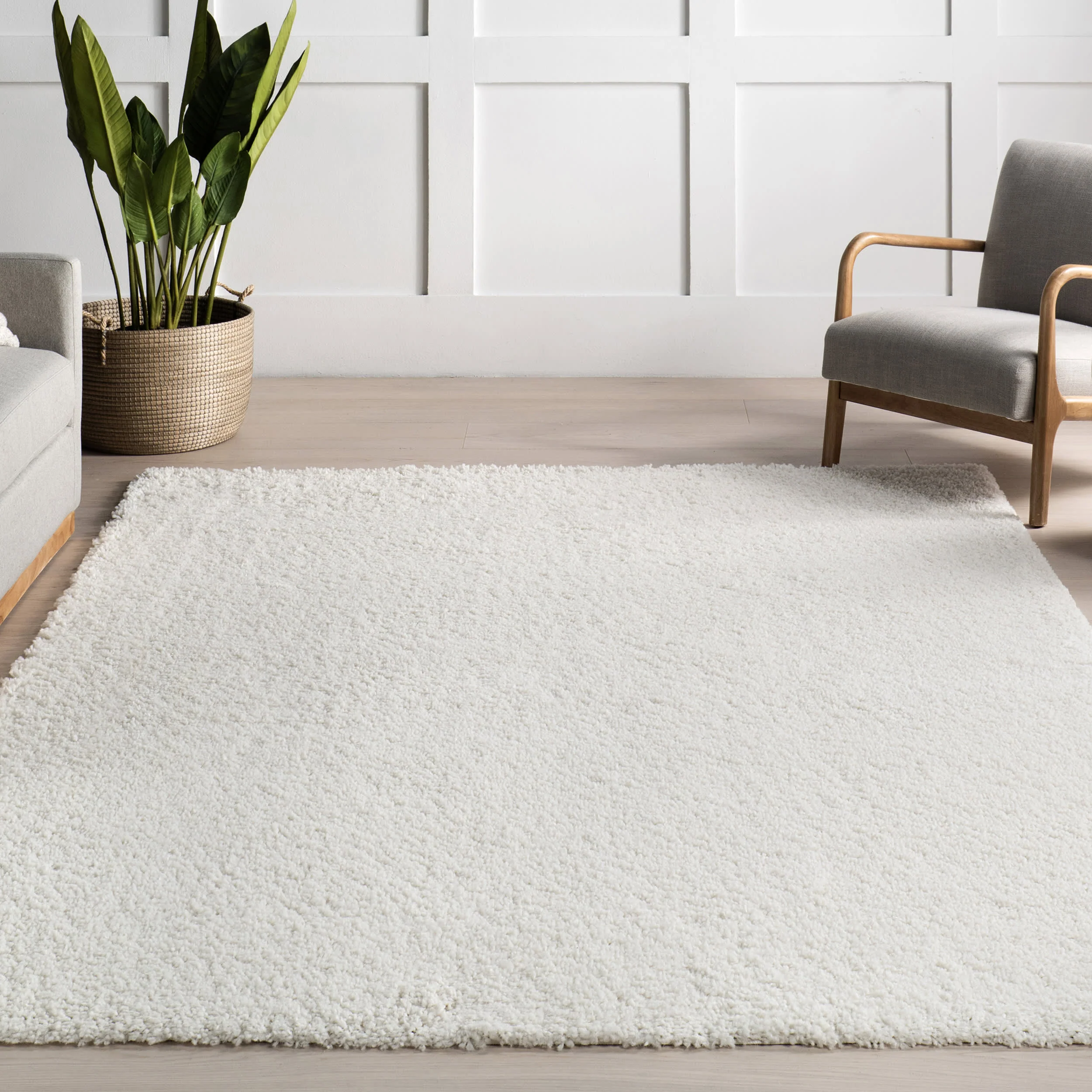 Plush Solid Shaggy Rug | Off White - Image 5