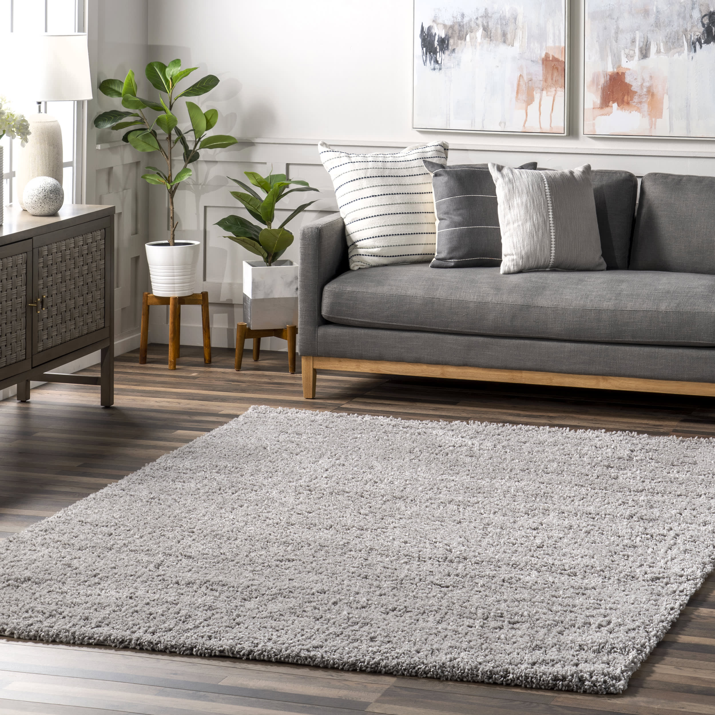 Plush Solid Shaggy Rug | Silver - Image 2