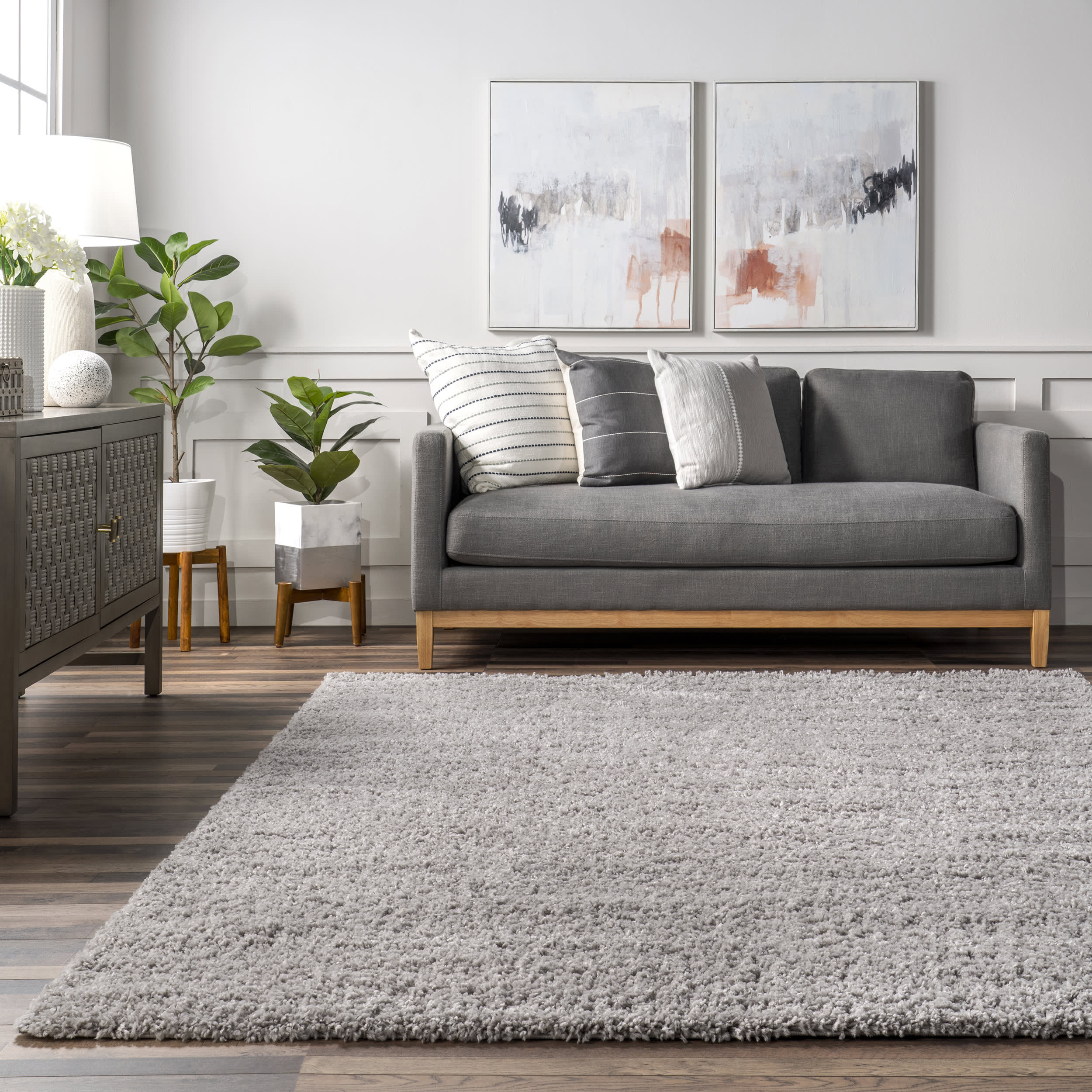 Plush Solid Shaggy Rug | Silver - Image 4