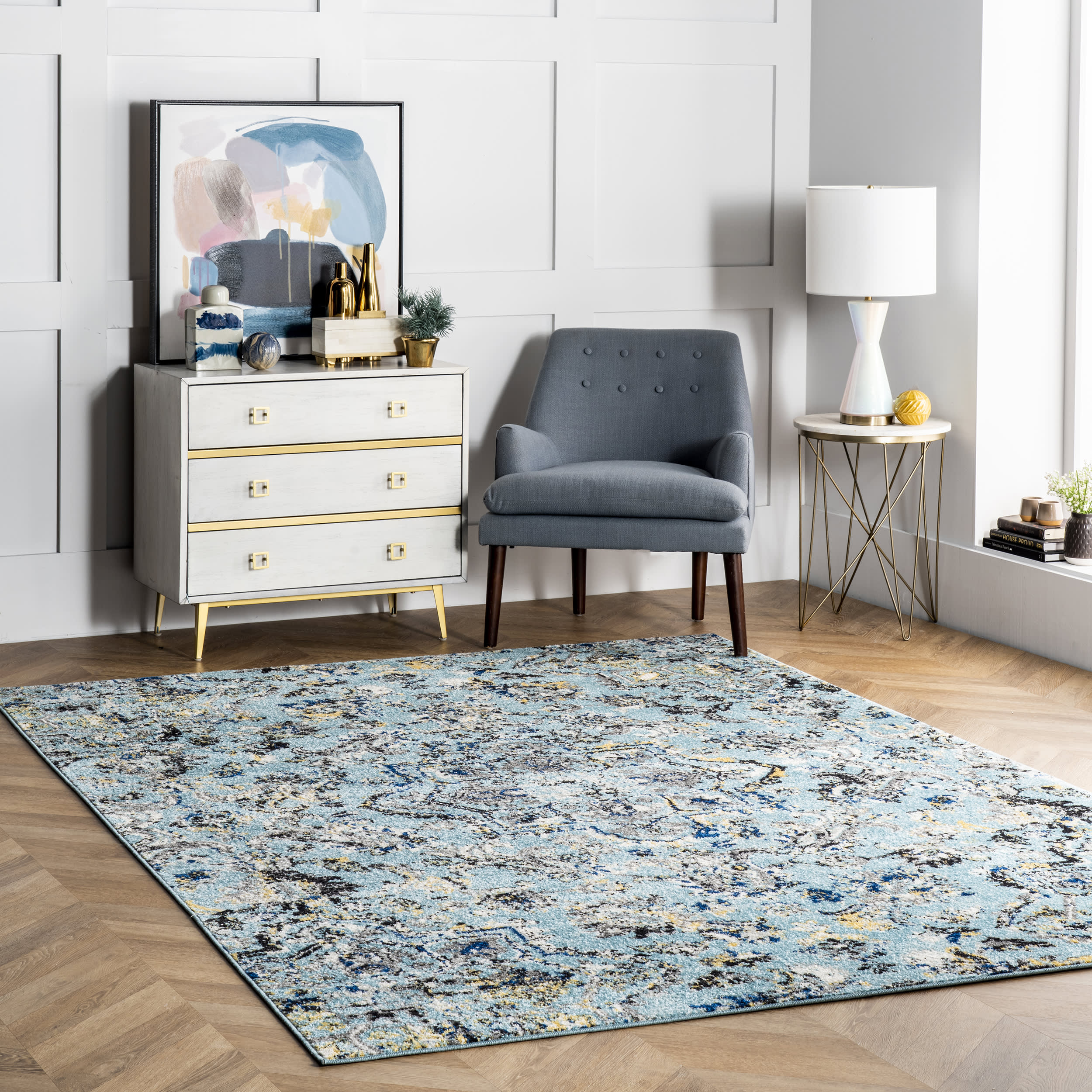 Pointelle Paisley Rug | Aqua - Image 2