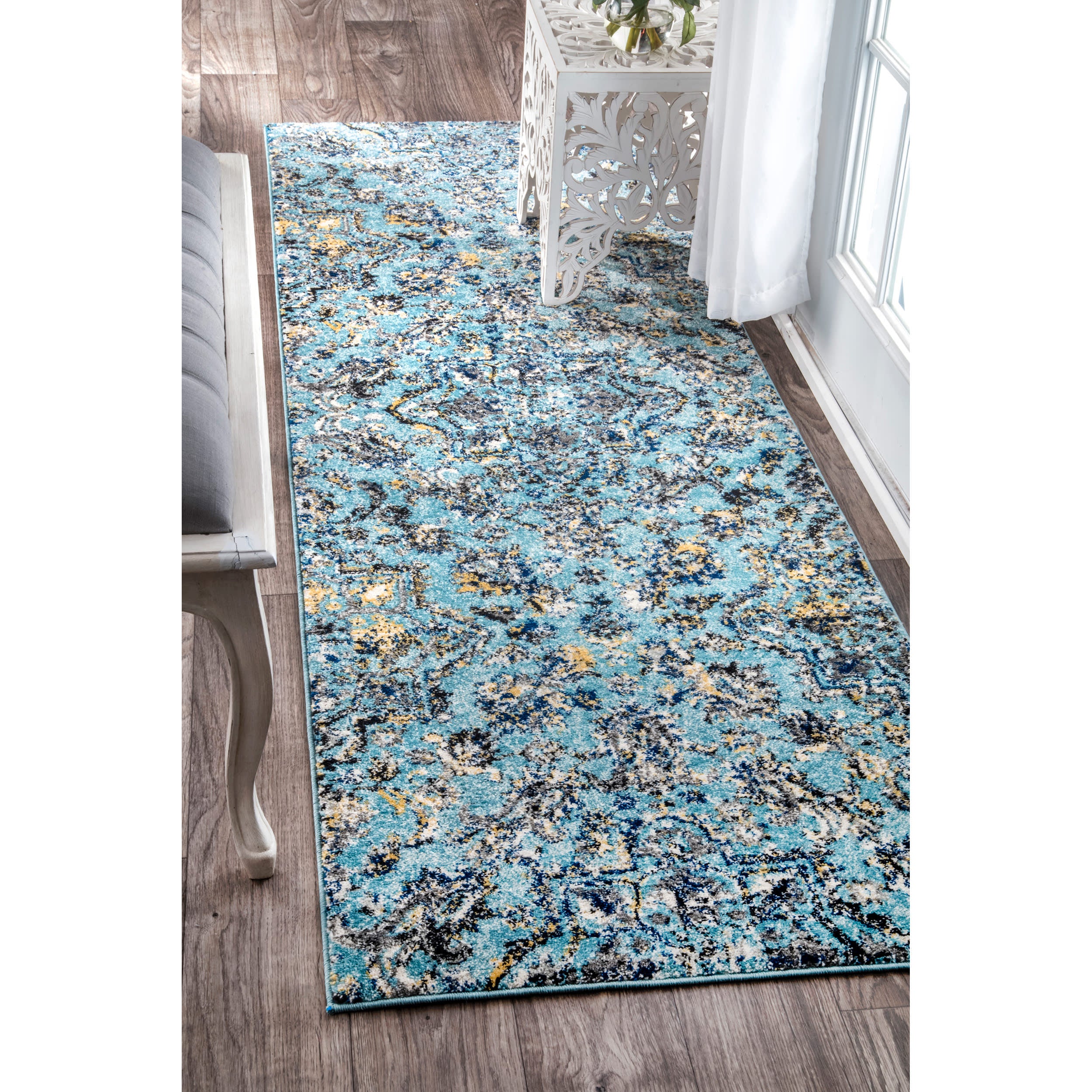 Pointelle Paisley Rug | Aqua - Image 2