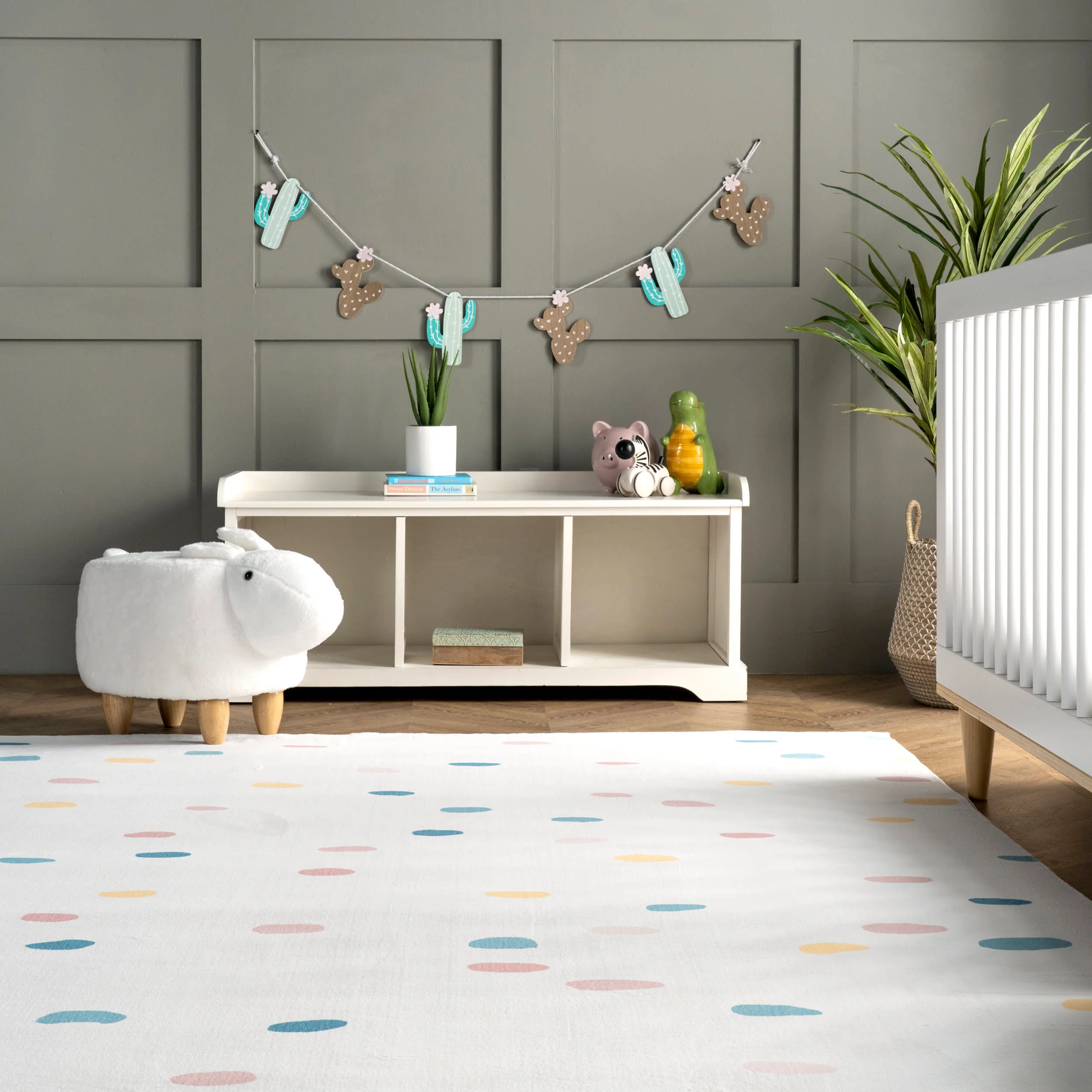 Polka Dotted Nursery Rug | Multicolor - Image 4