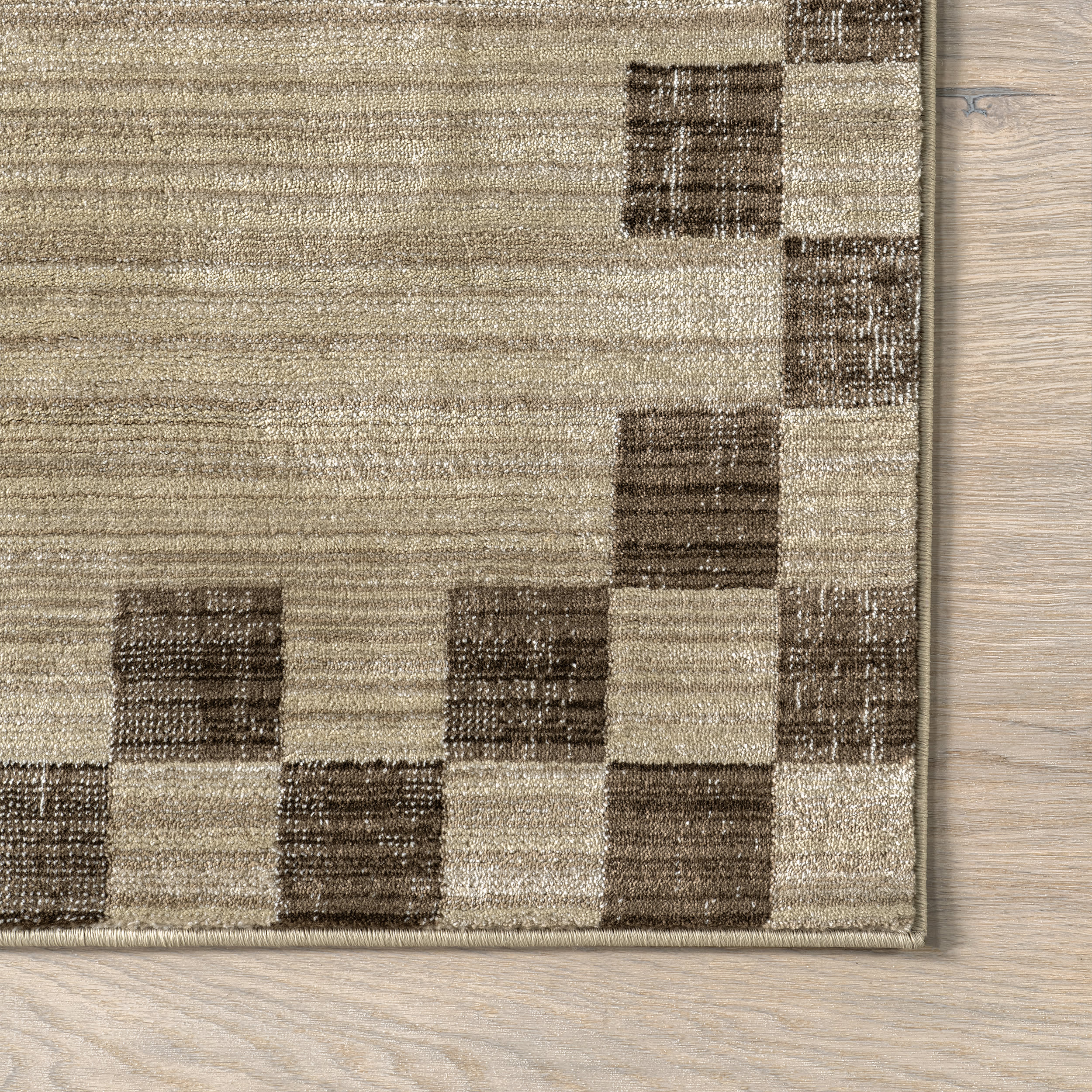 Pompeii Checked Border Rug | Brown - Image 3