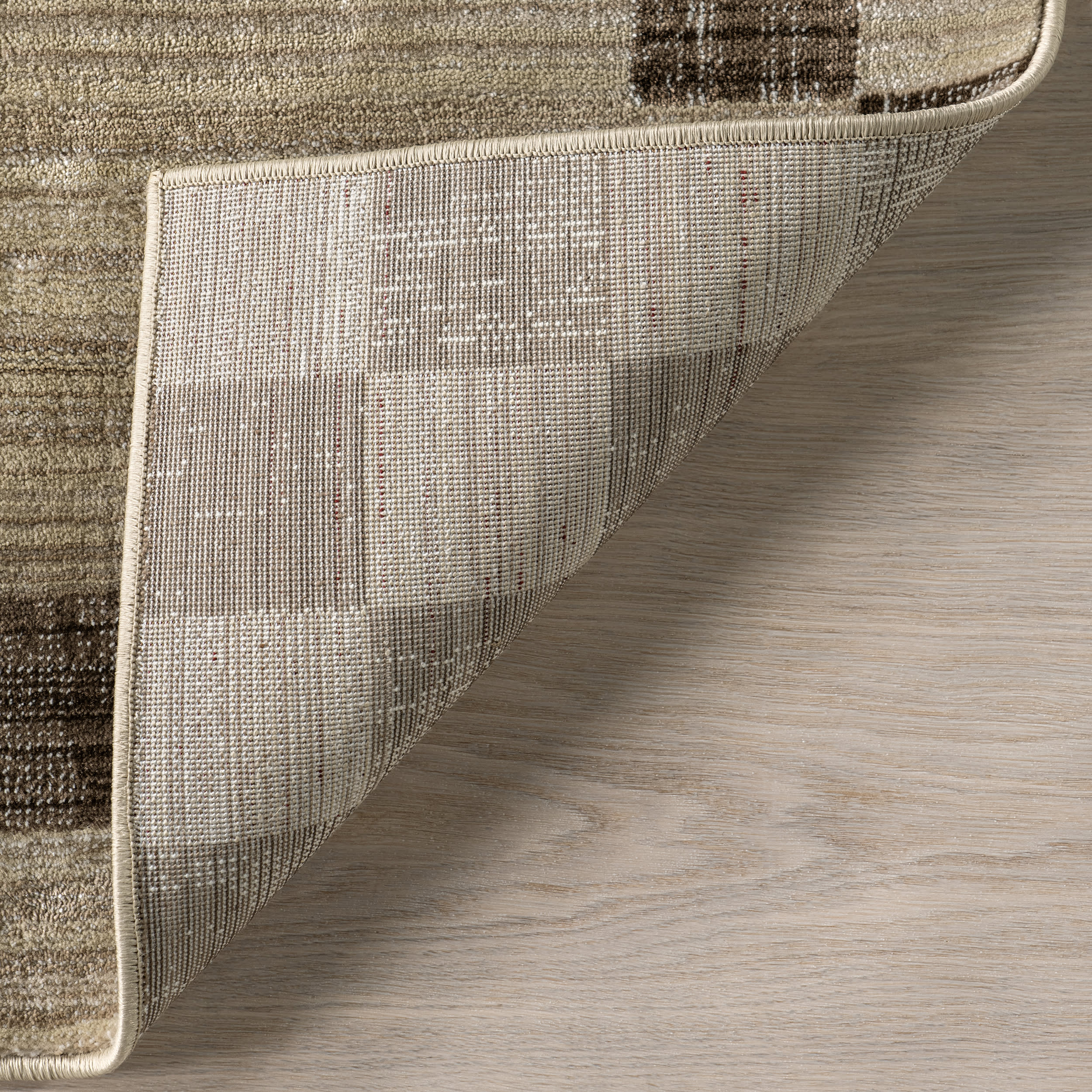 Pompeii Checked Border Rug | Brown - Image 5