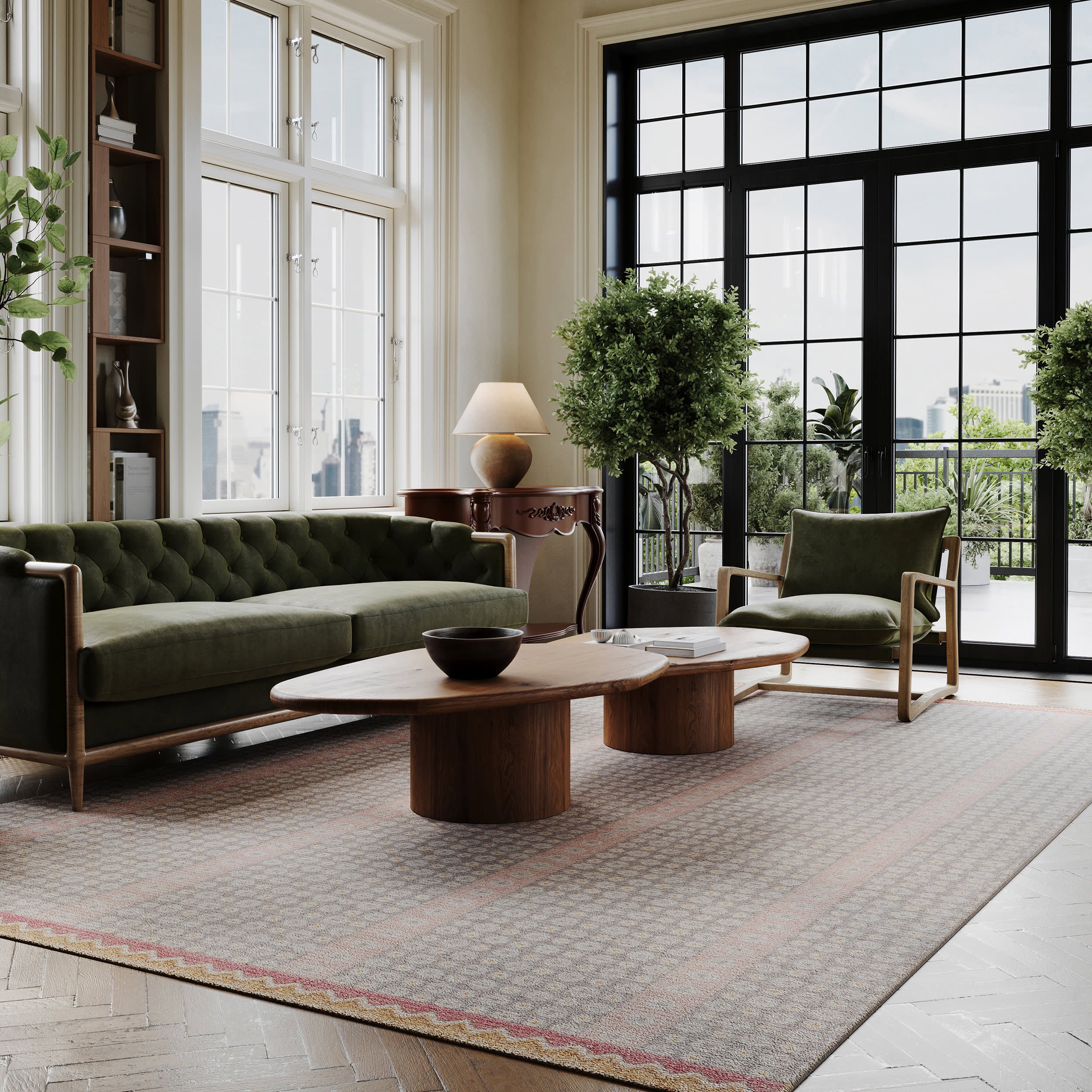 Pondicheri Hand Tufted Striped Wool-Blend Rug | Grey - Image 2