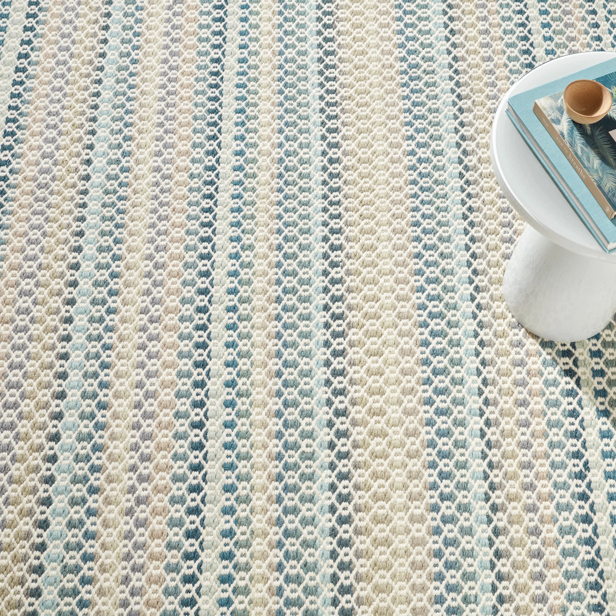 Poppy Handwoven Wool Rug | Blue - Image 5