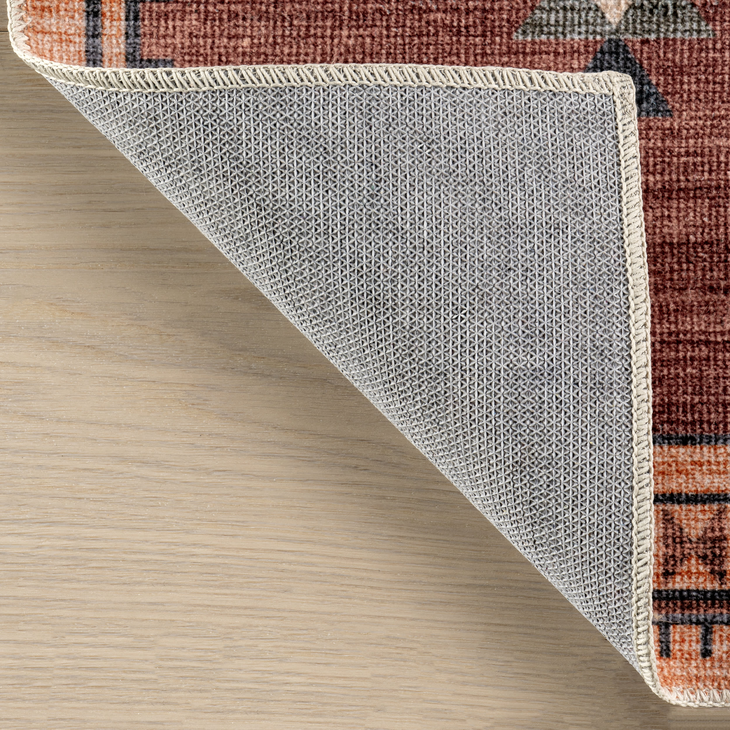 Poppy Persian Spill Proof Washable Rug | Brick - Image 7