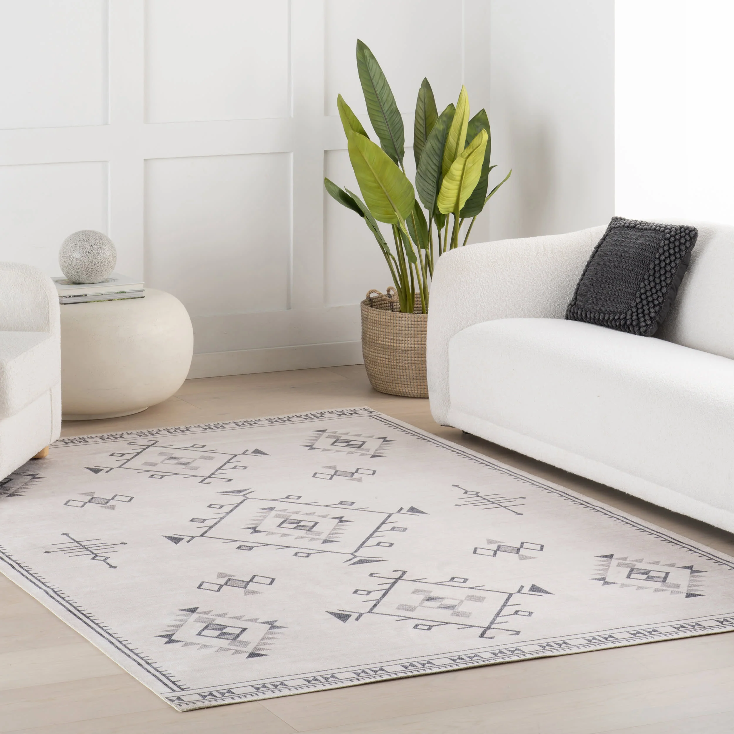 Poppy Persian Spill Proof Washable Rug | Cream - Image 2