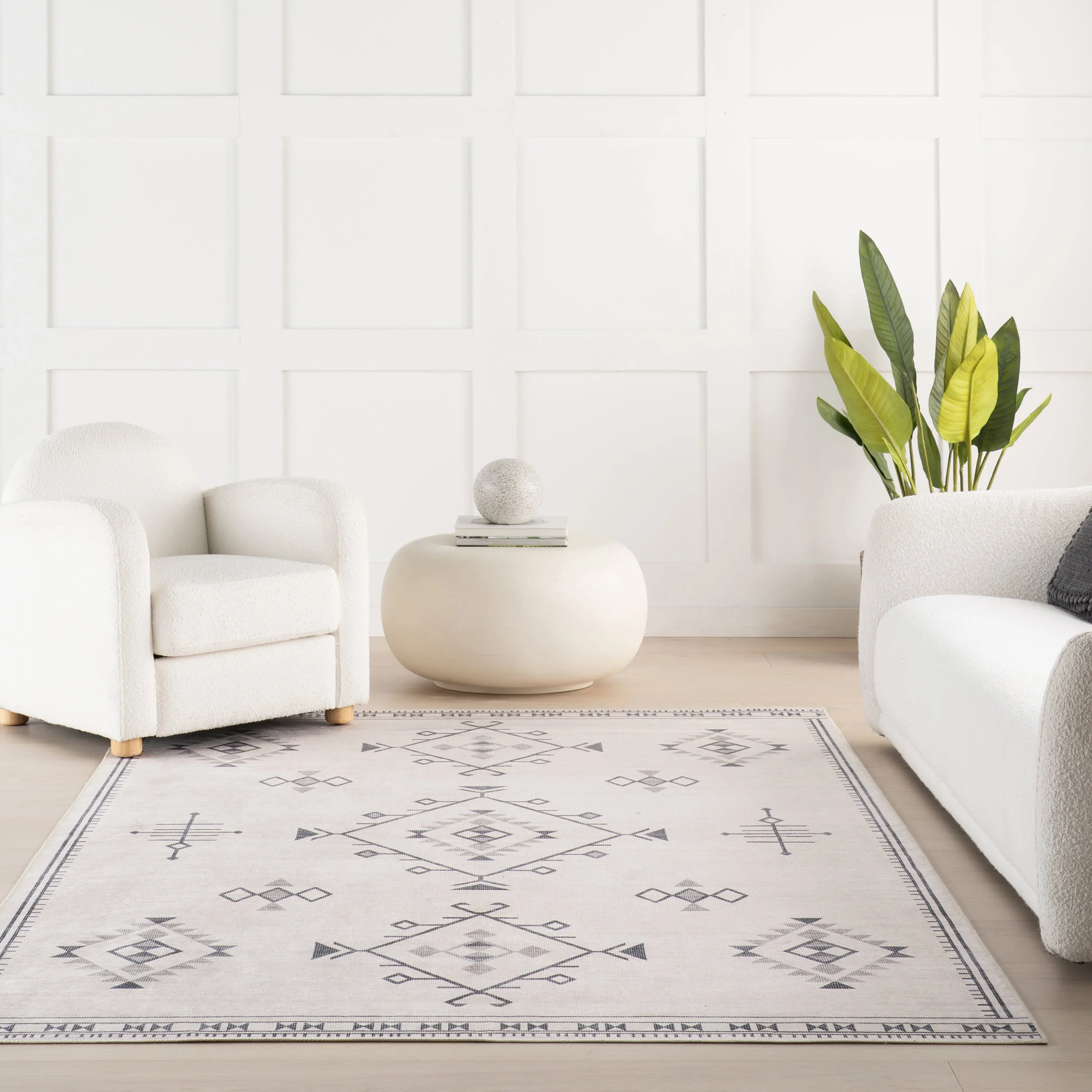 Poppy Persian Spill Proof Washable Rug | Cream - Image 5