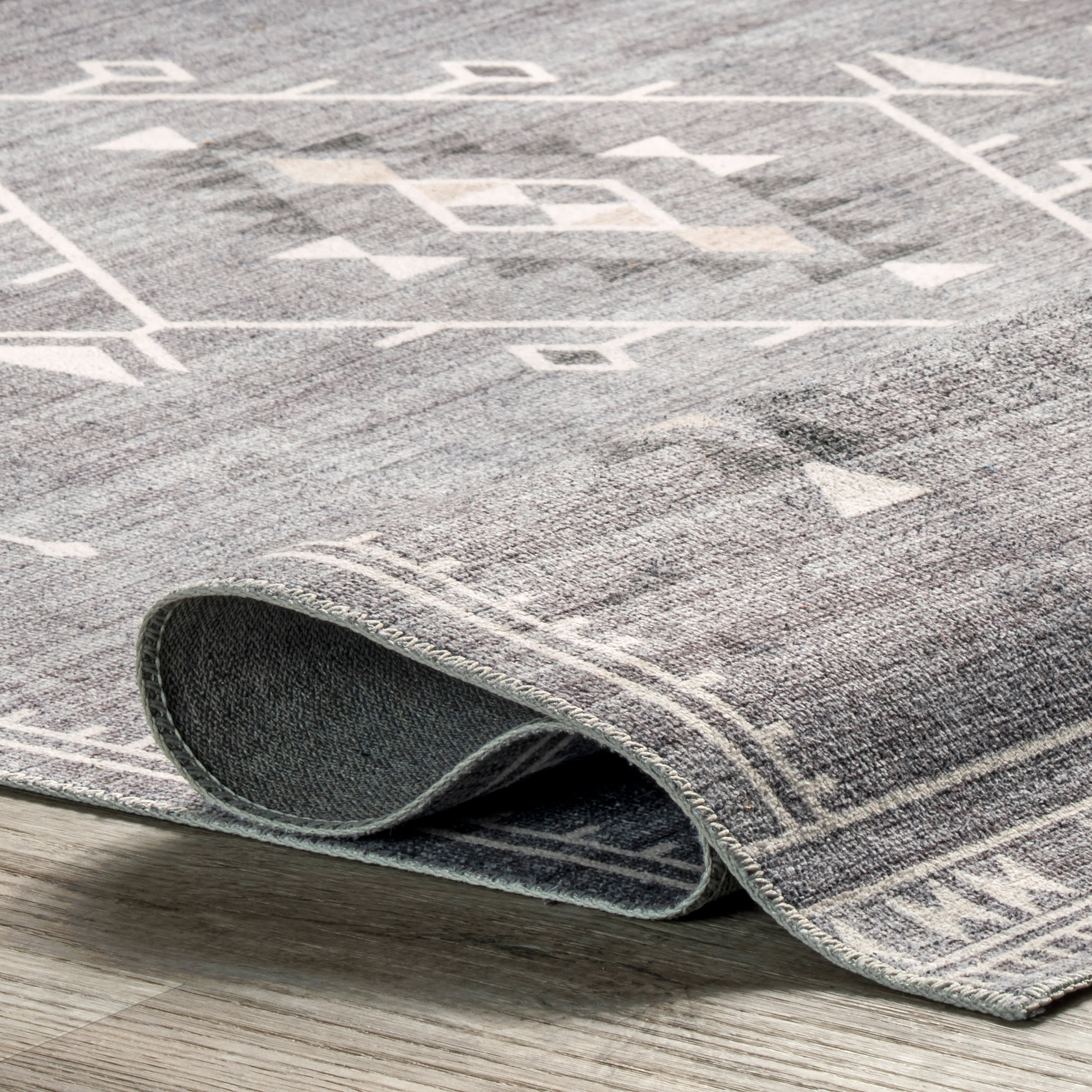 Poppy Persian Spill Proof Washable Rug | Grey - Image 6