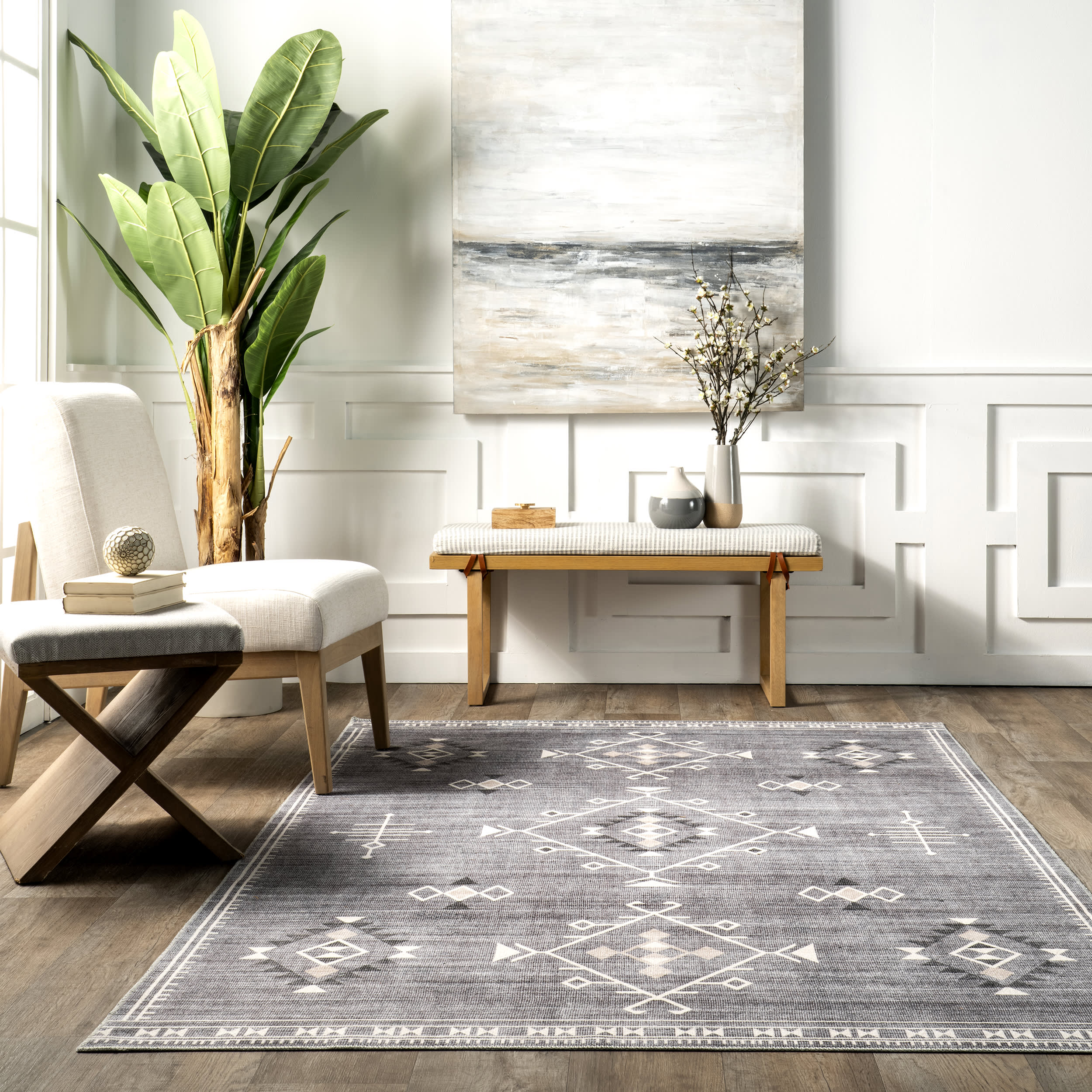 Poppy Persian Washable Rug | Grey - Image 4