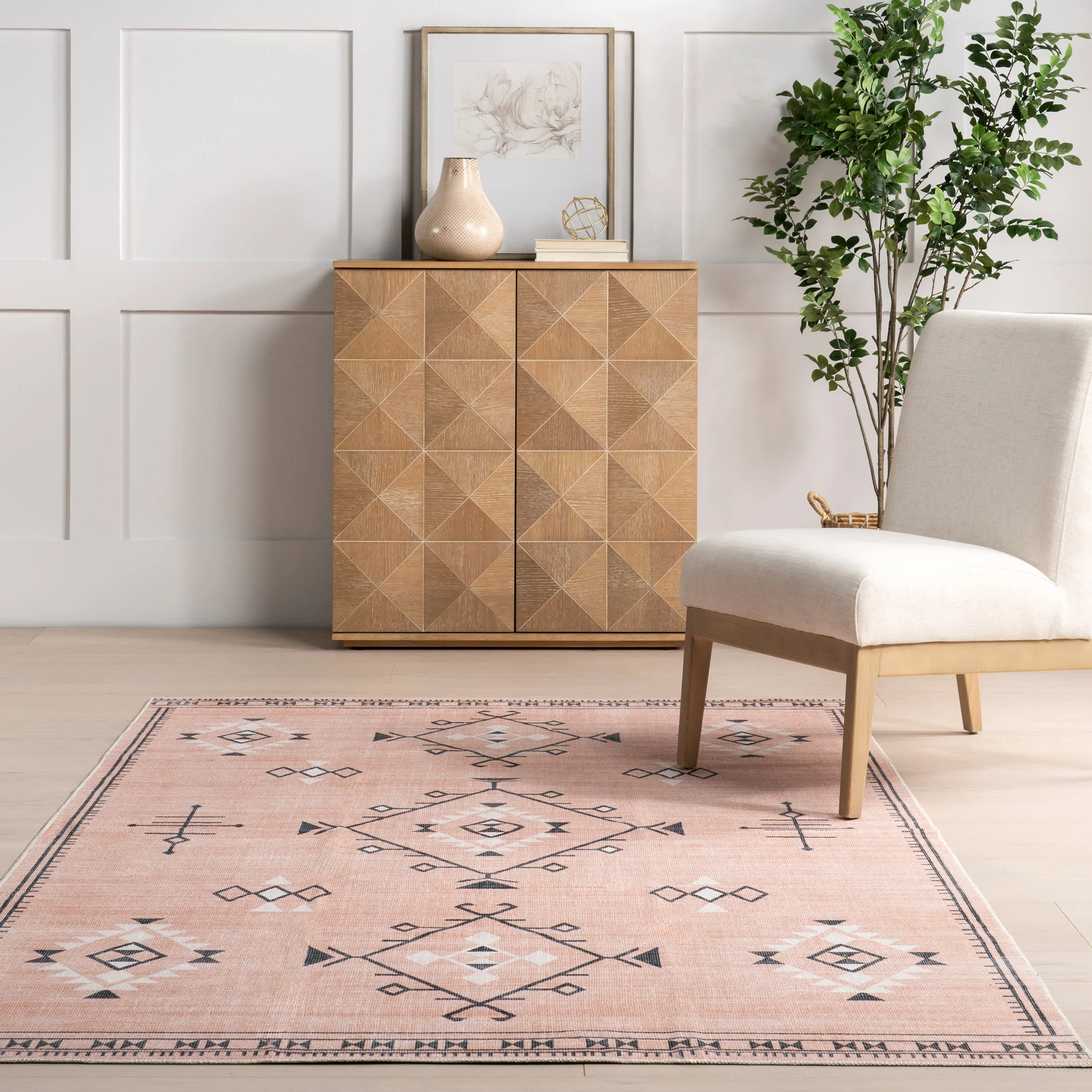 Poppy Persian Washable Rug | Peach - Image 4