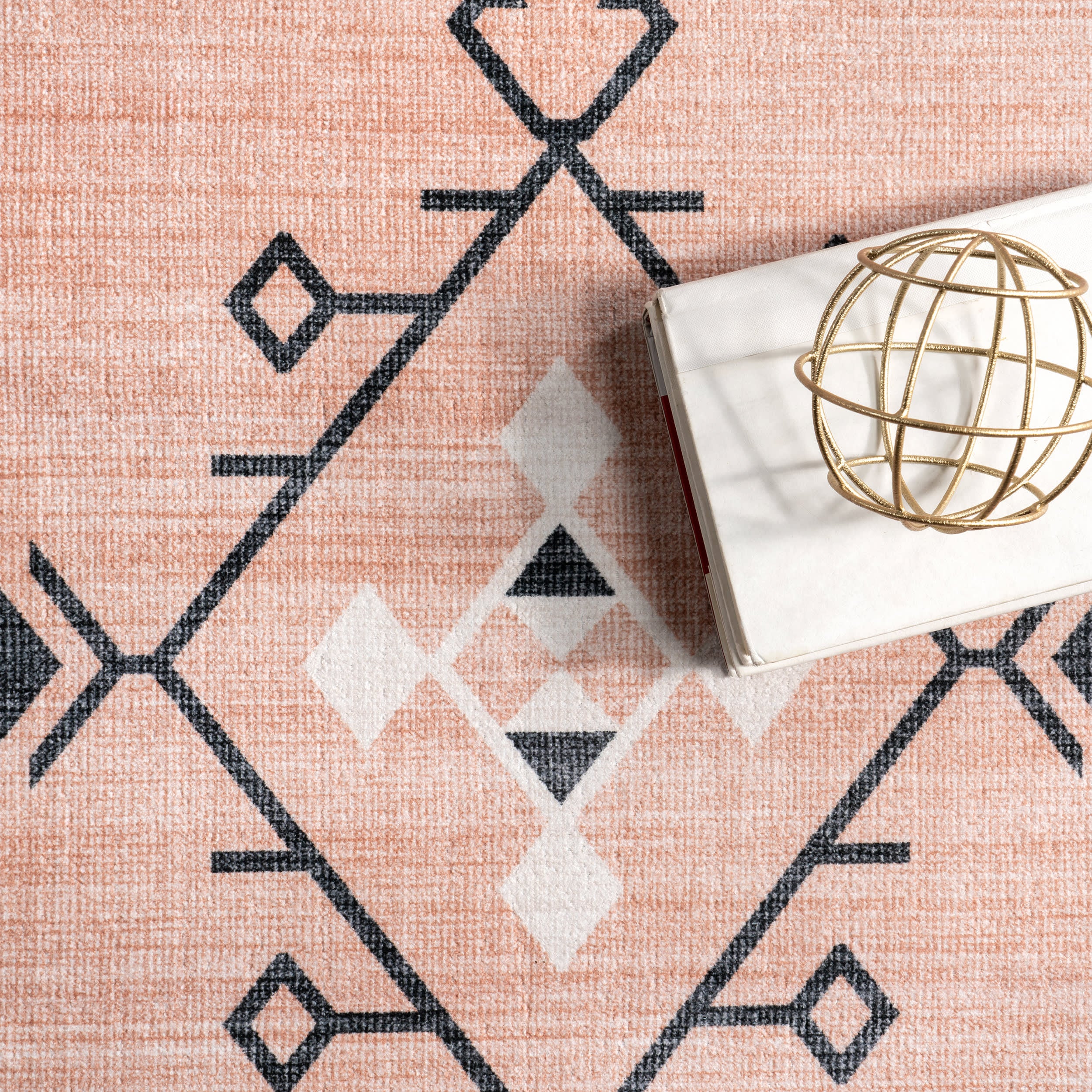 Poppy Persian Washable Rug | Peach - Image 7