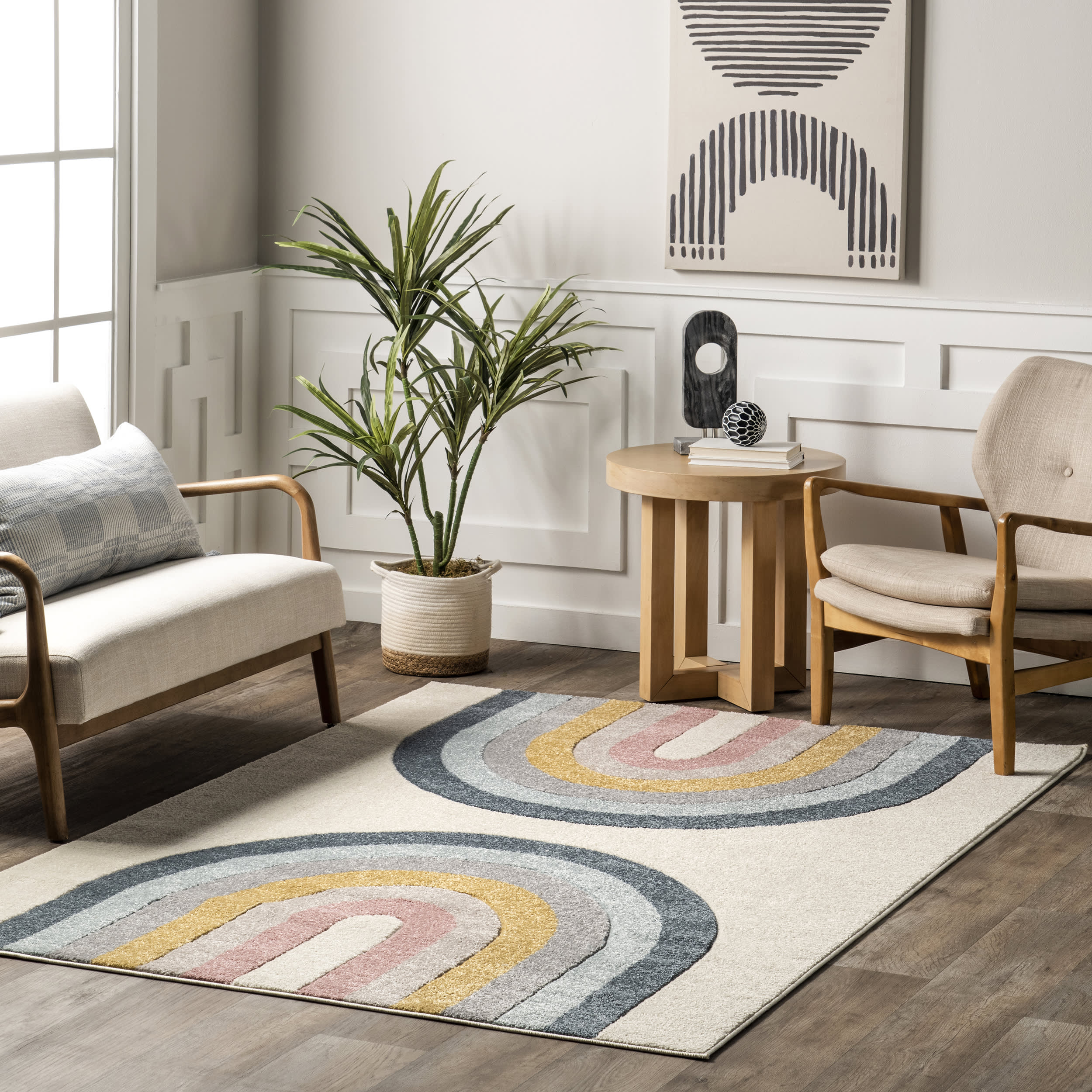 Portia Kids Retro Rug | Beige - Image 2