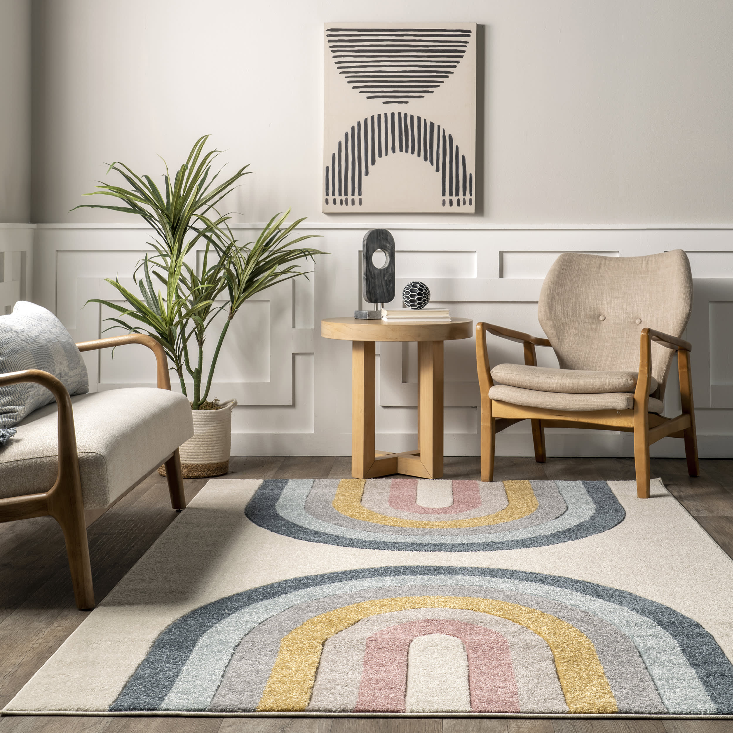 Portia Kids Retro Rug | Beige - Image 4