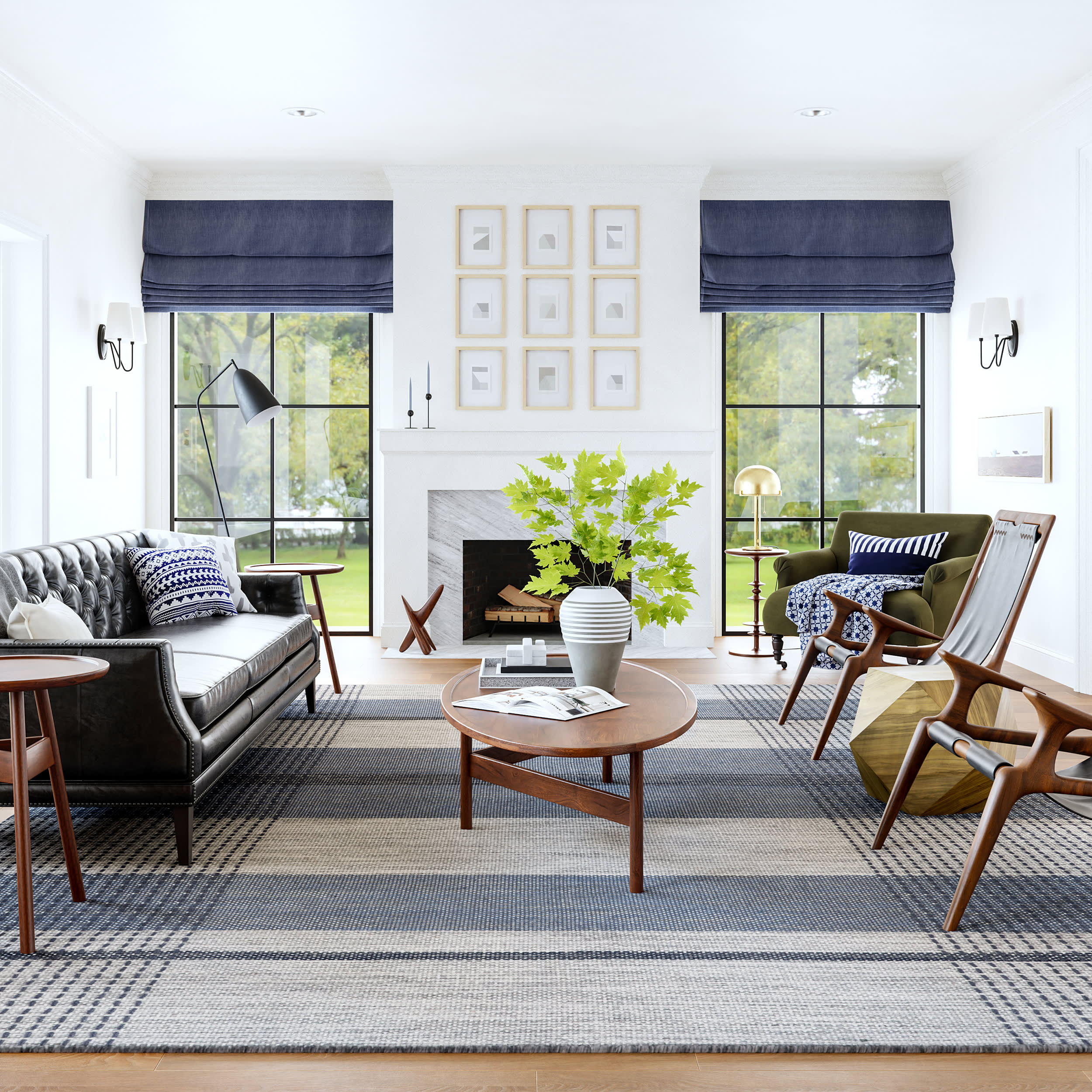 Portland Plaid Wool Rug | Blue - Image 2