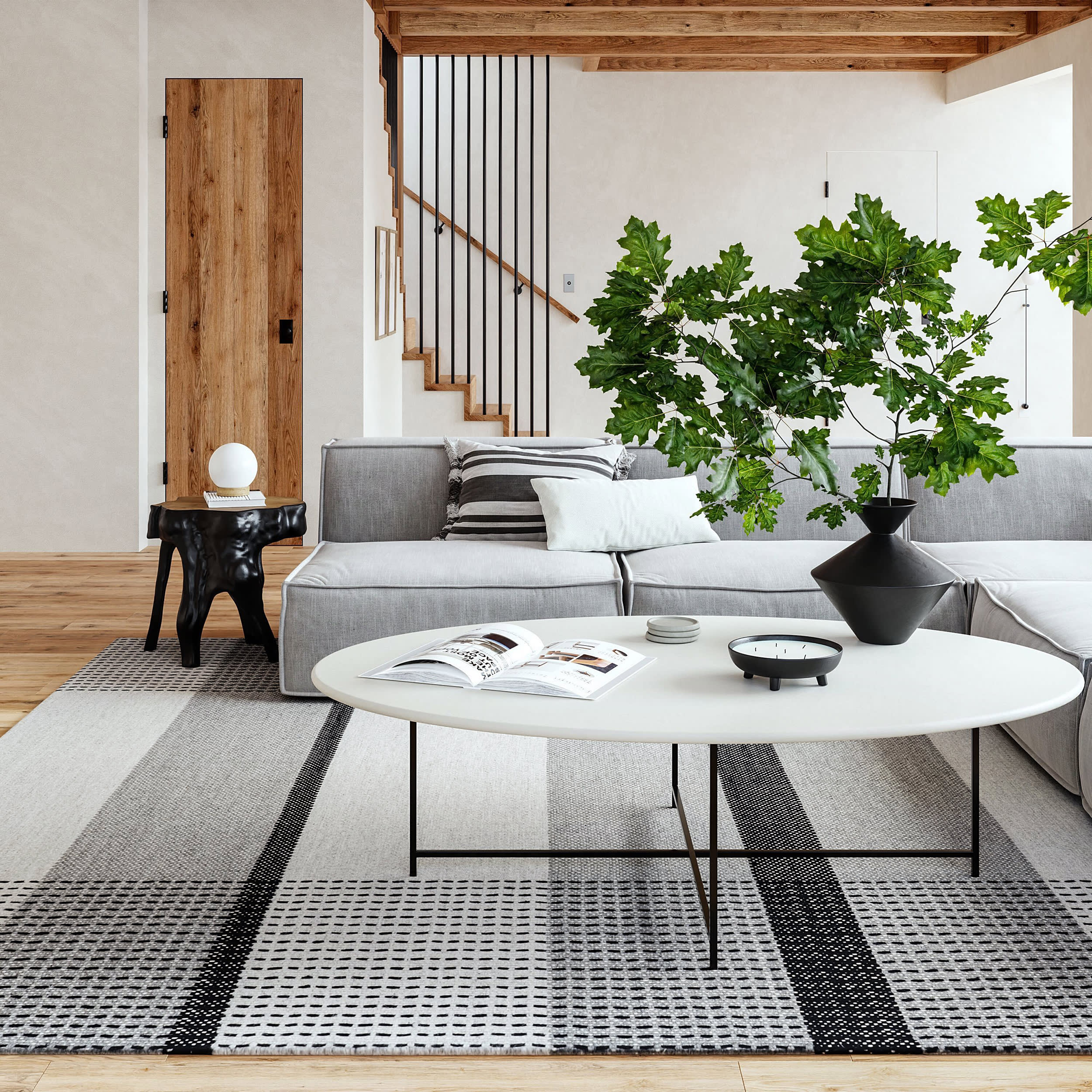 Portland Plaid Wool Rug | Grey - Image 2