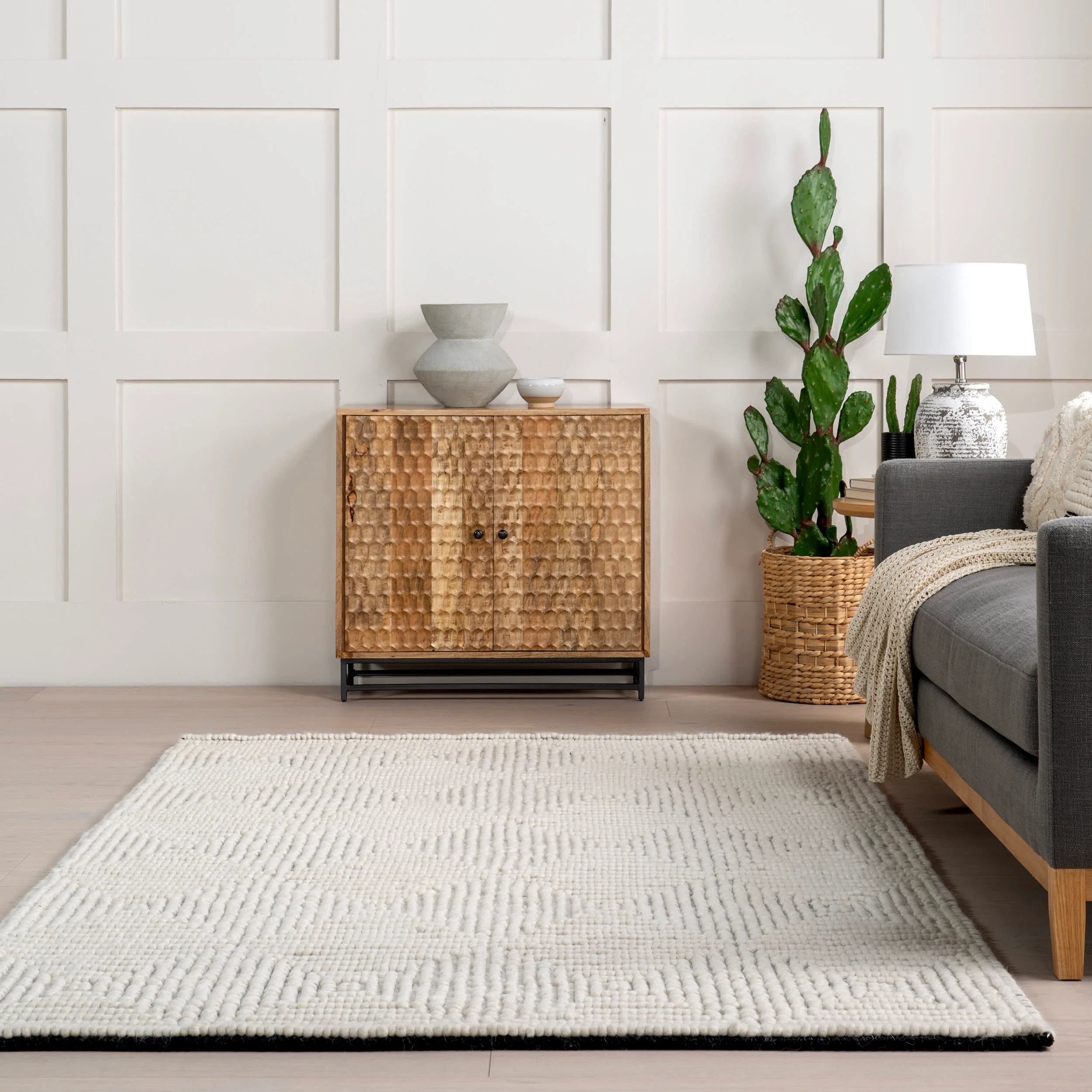 Presley Trellis Knit Wool Rug | Ivory - Image 4