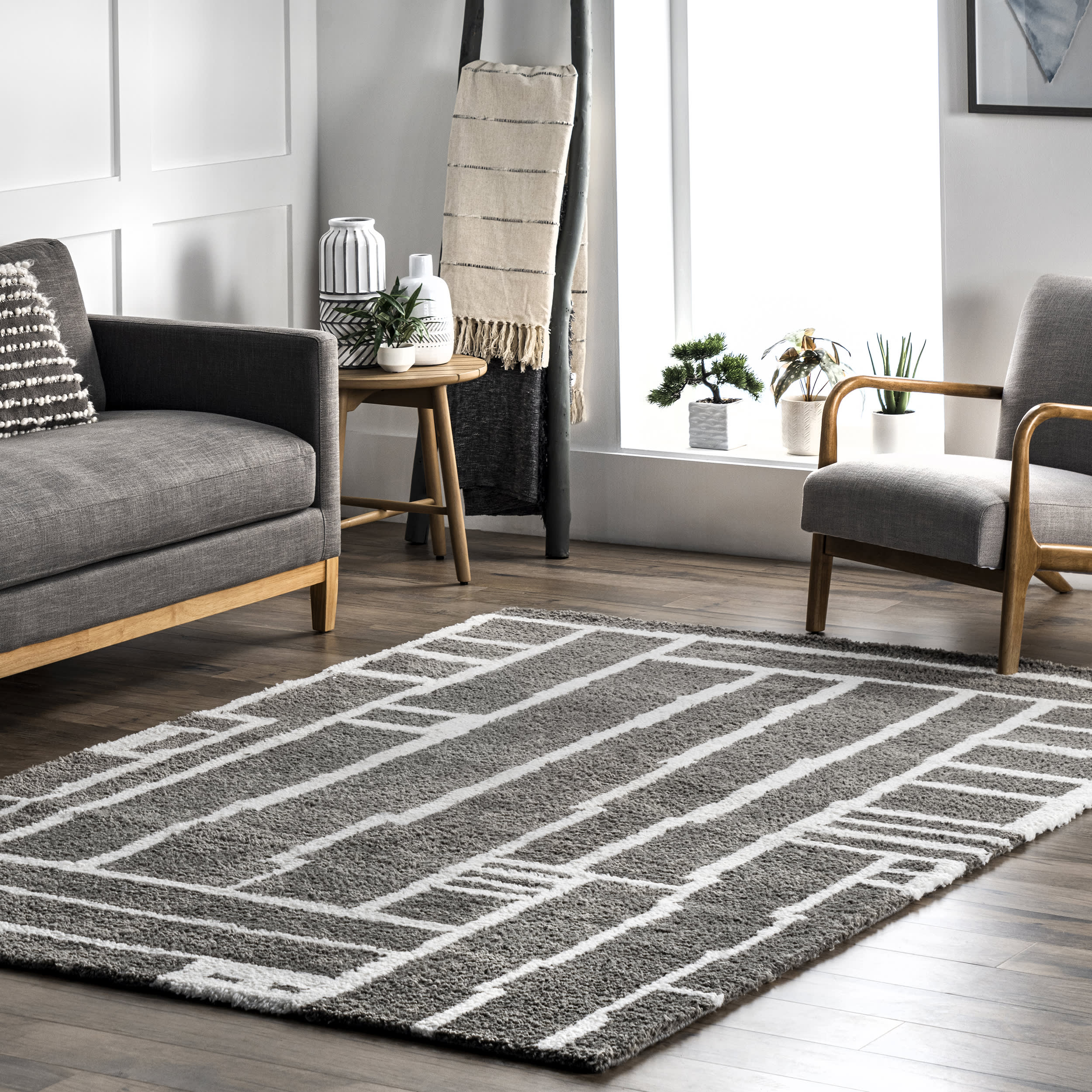 Priscilla Linear Maze Rug | Grey - Image 2
