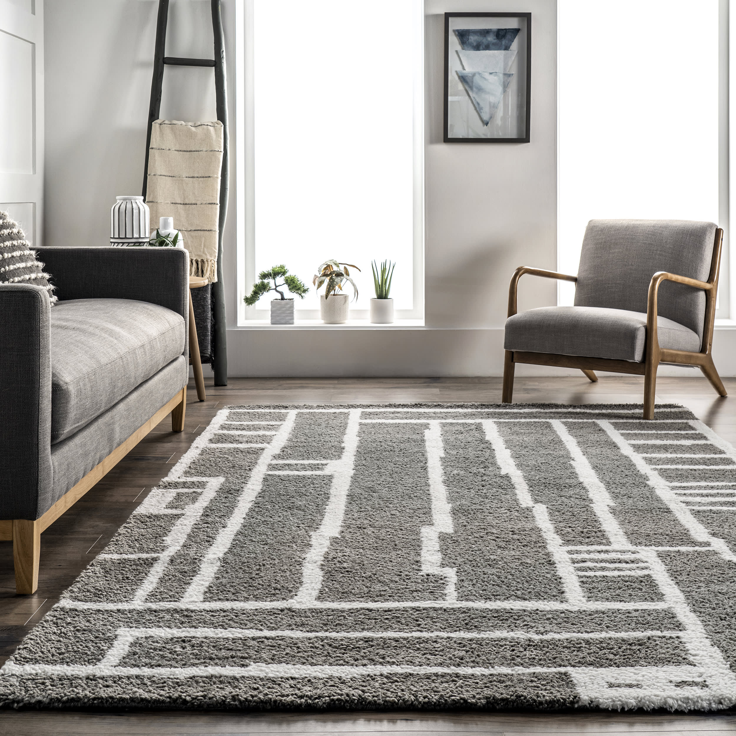Priscilla Linear Maze Rug | Grey - Image 4