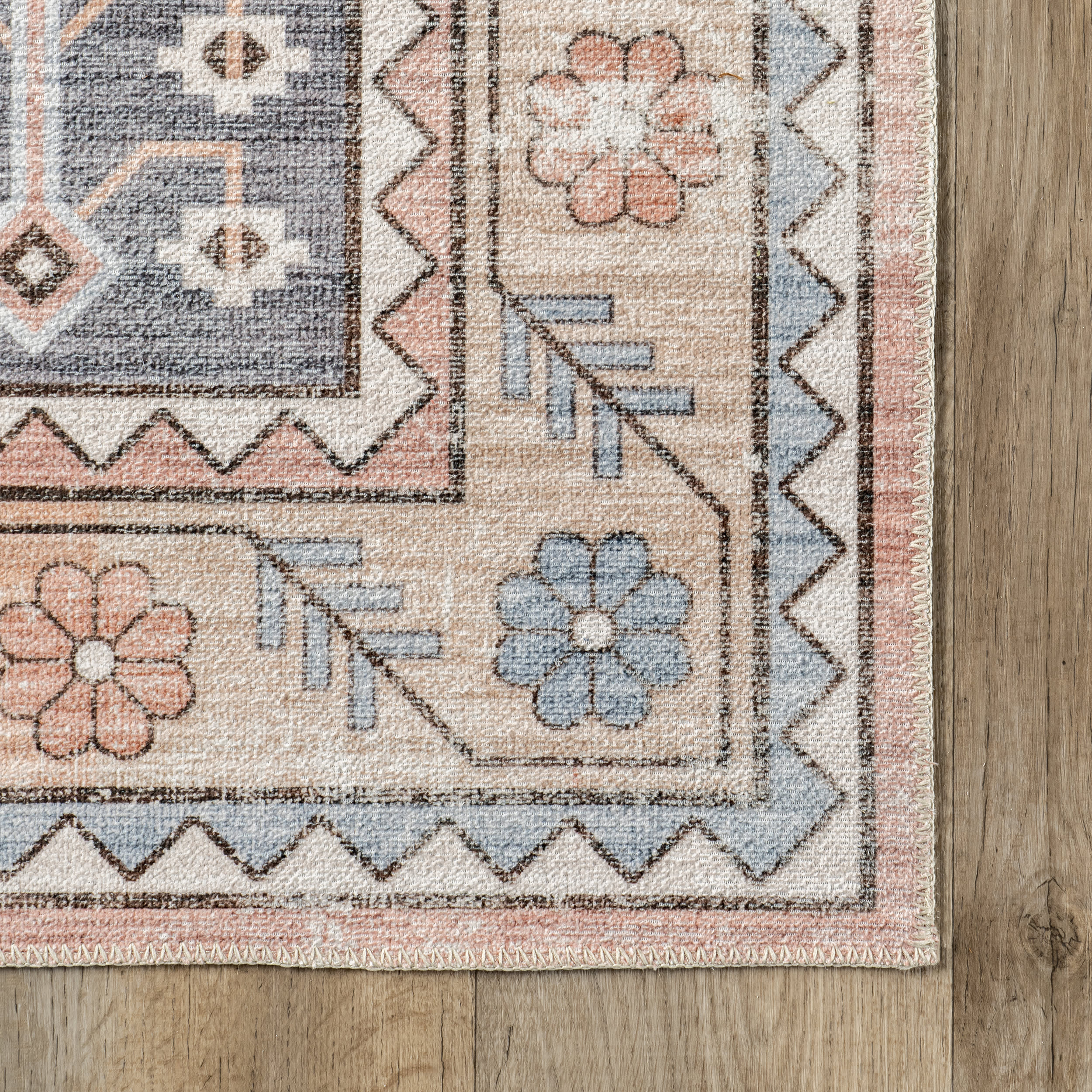 Priscilla Washable Faded Rug | Blush - Image 3