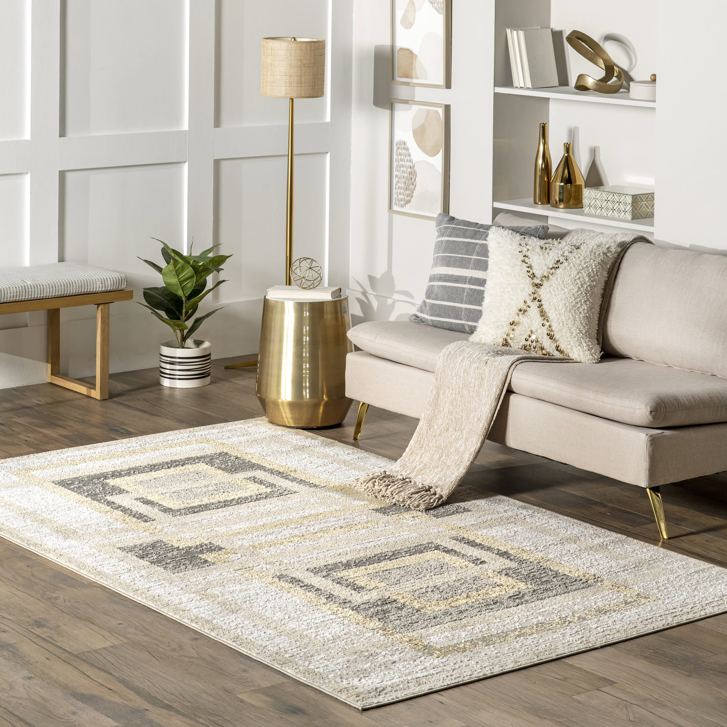 Priscille Geometric Modern Rug | Beige - Image 2
