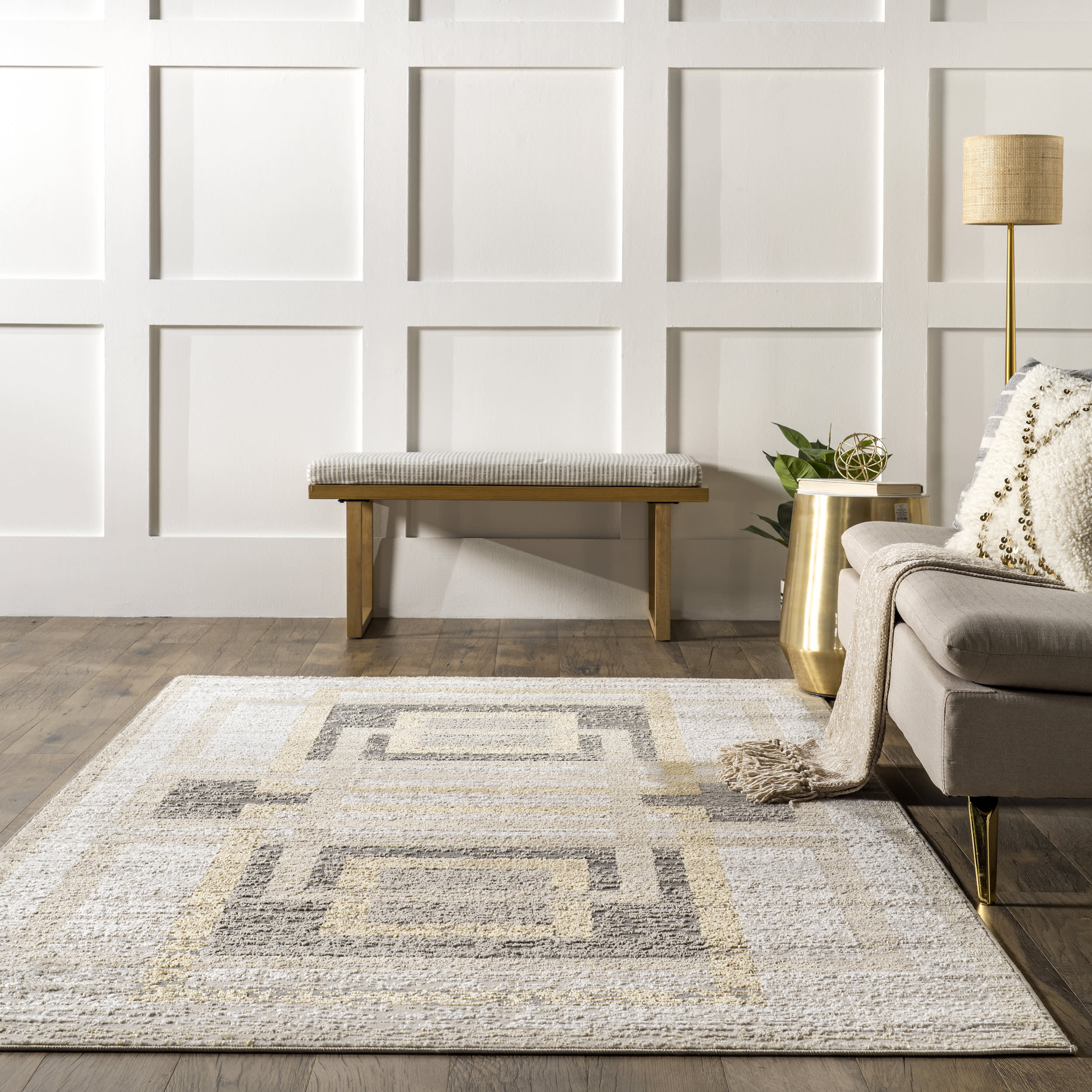 Priscille Geometric Modern Rug | Beige - Image 4