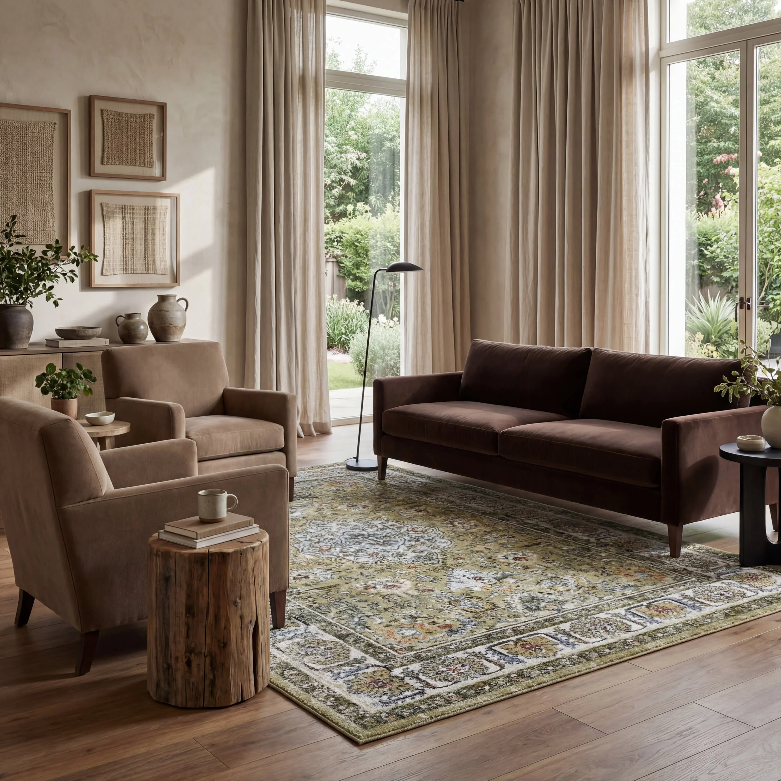 Priyanka Washable Persian Rug | Green - Image 2