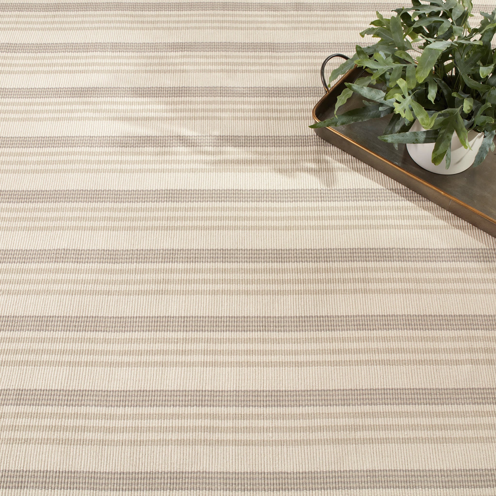 Putney Stripe Handwoven Cotton Rug | Ivory - Image 3